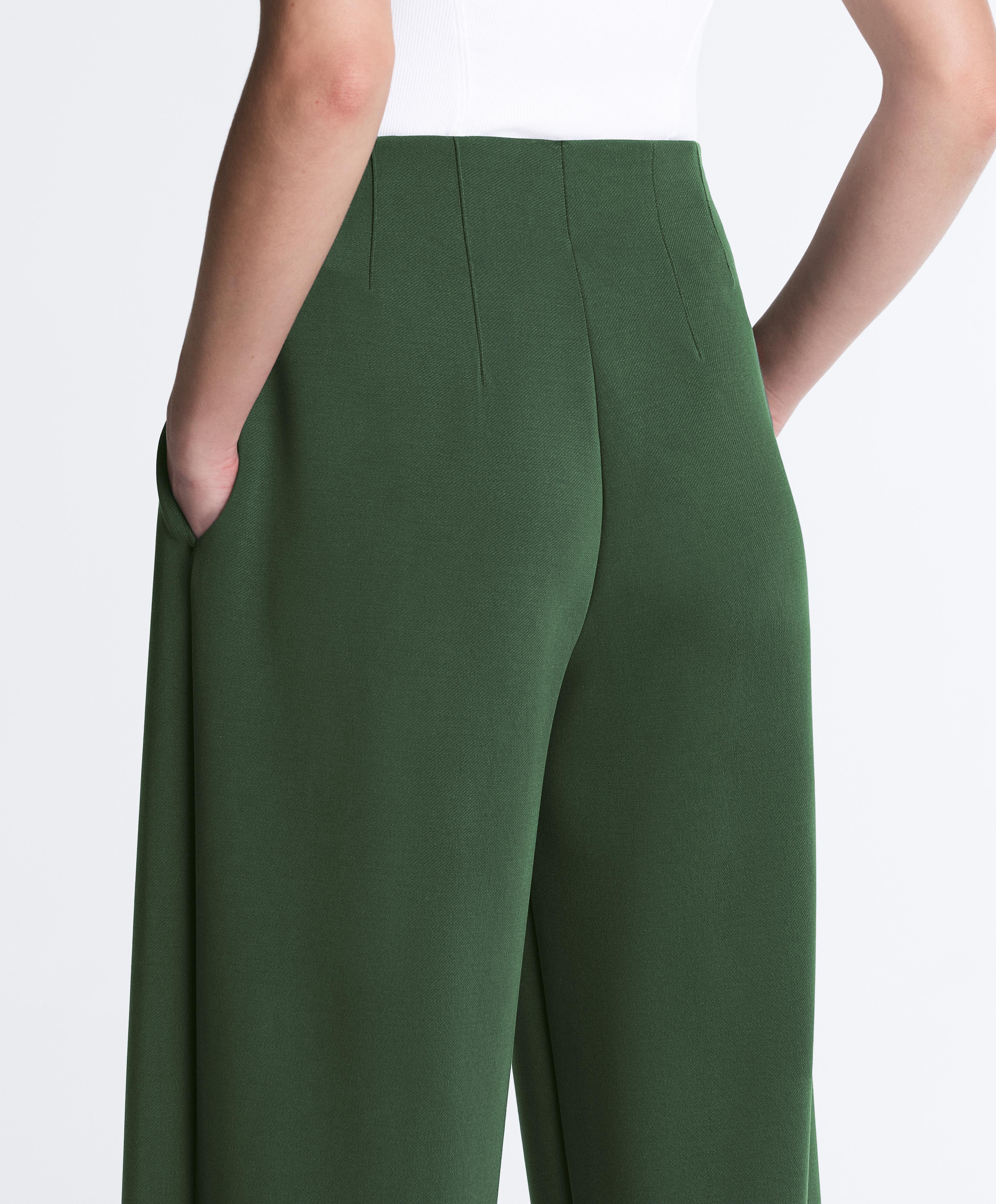 Pantaloni high rise pieghe twill