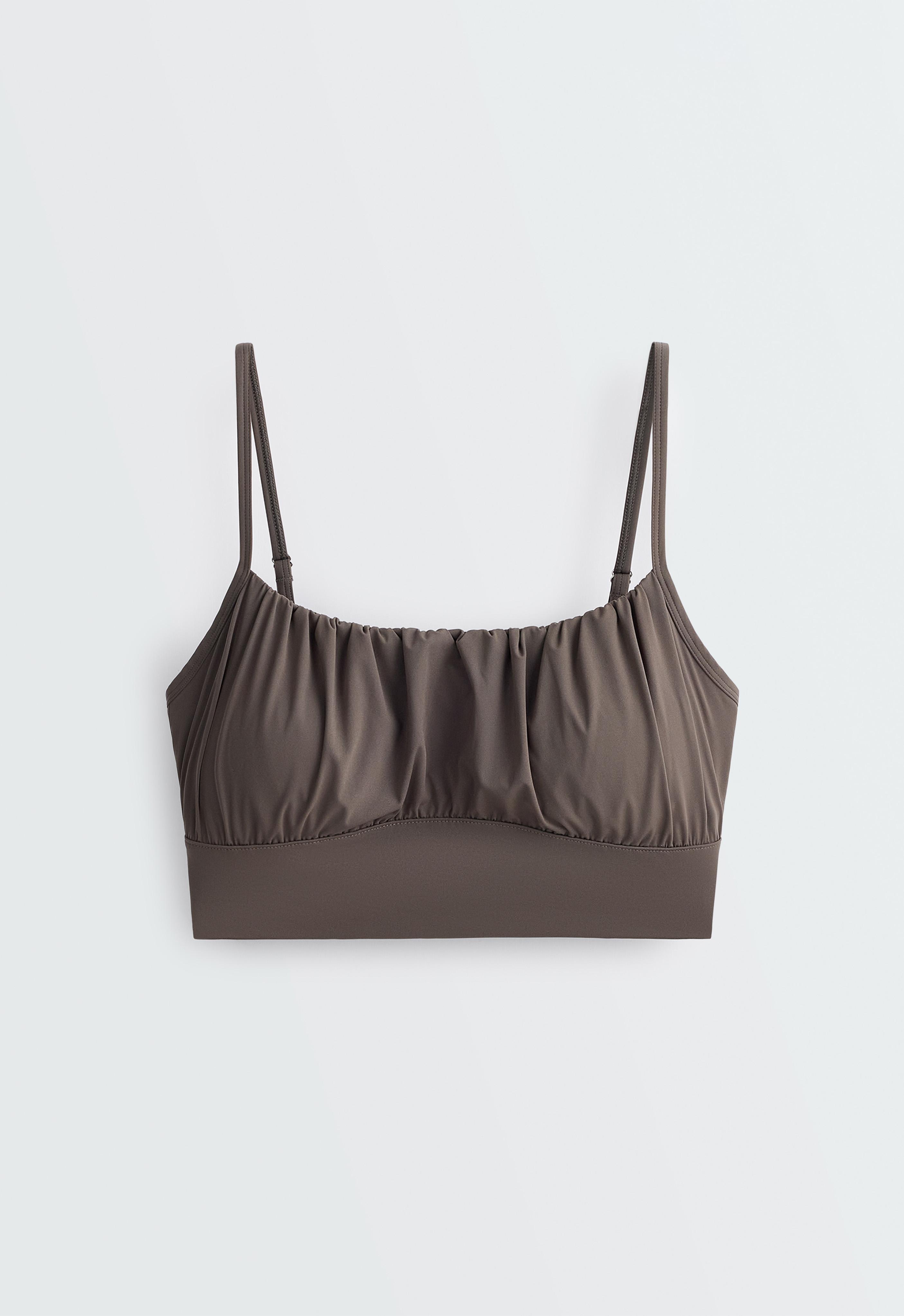 Ruched Light Touch tank top — BROWN-KHAKI