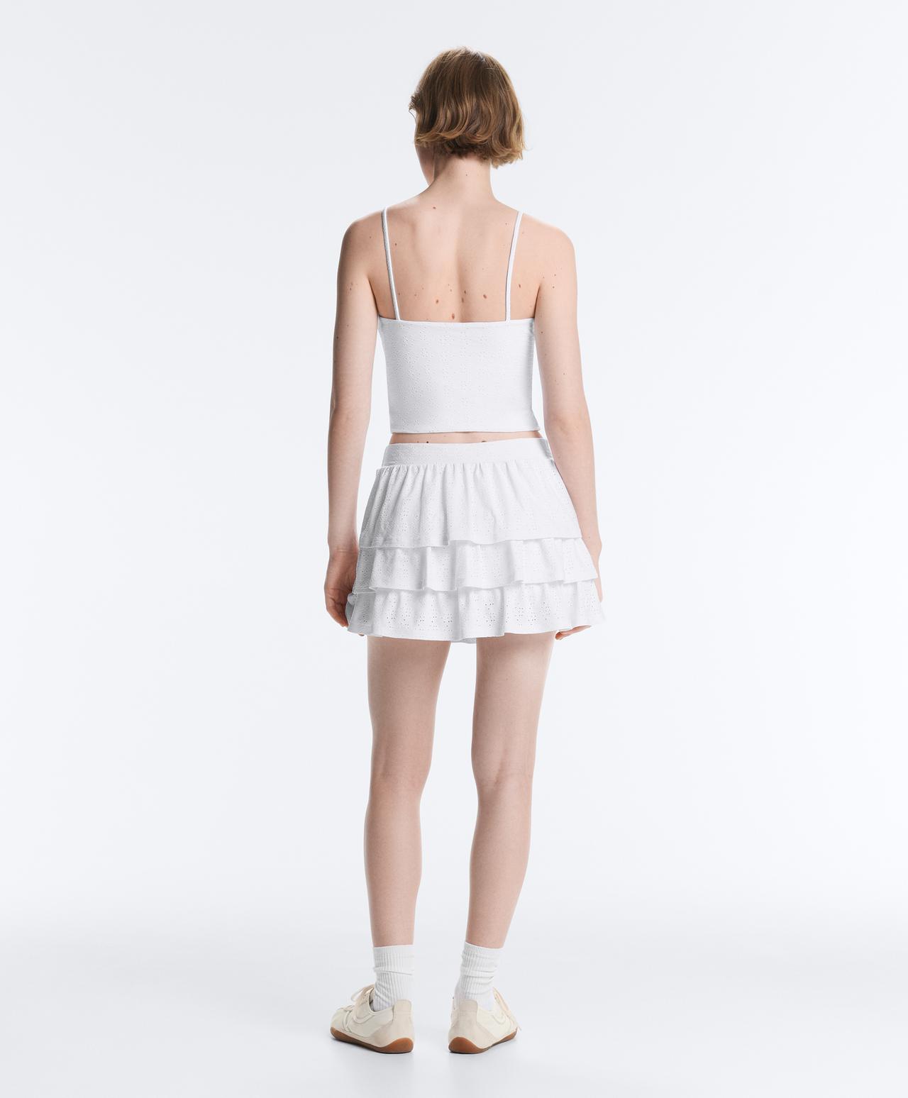 Comfortlux embroidered short skirt — WHITE 
