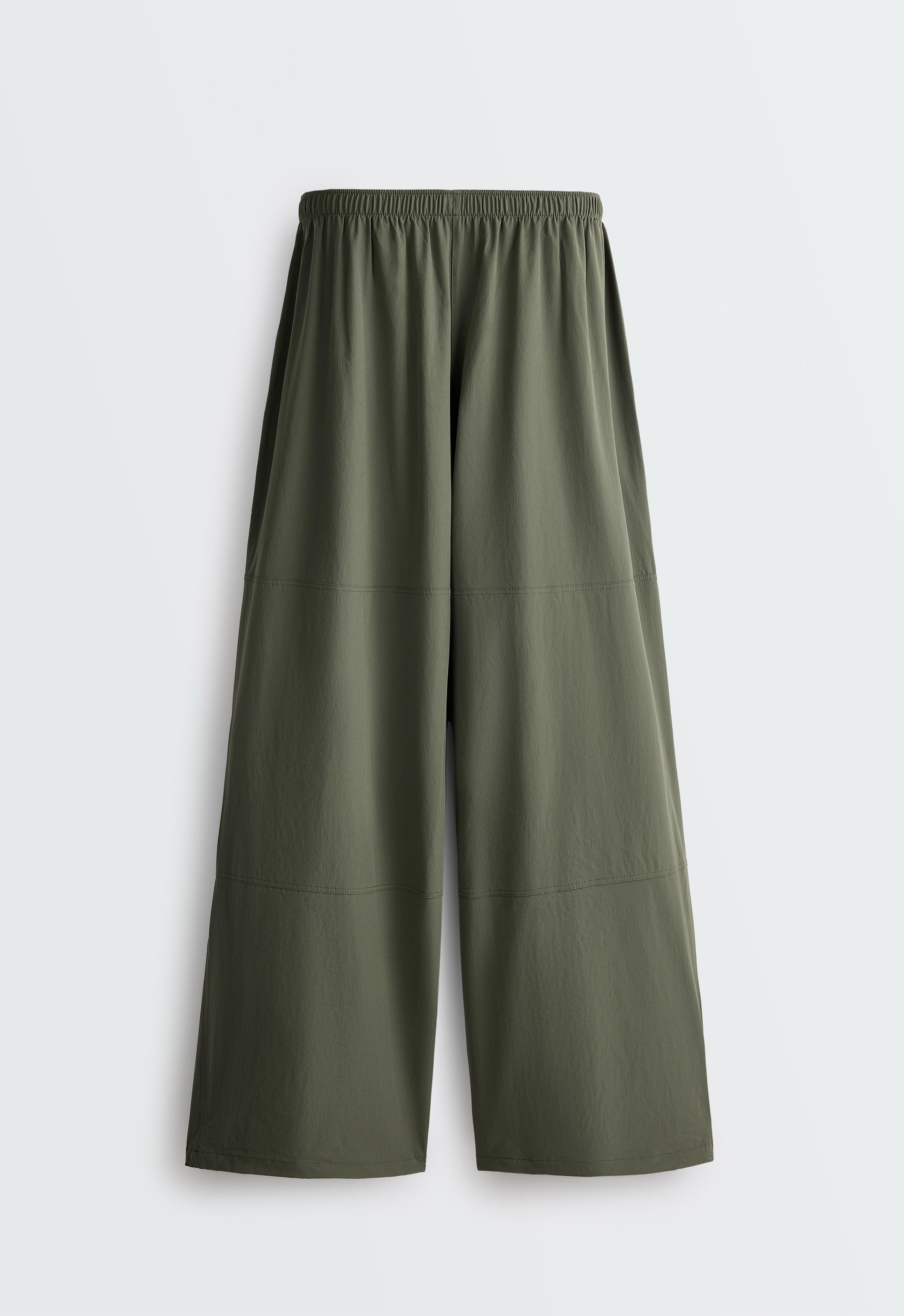 Adjustable technical wide-leg trousers — KHAKI