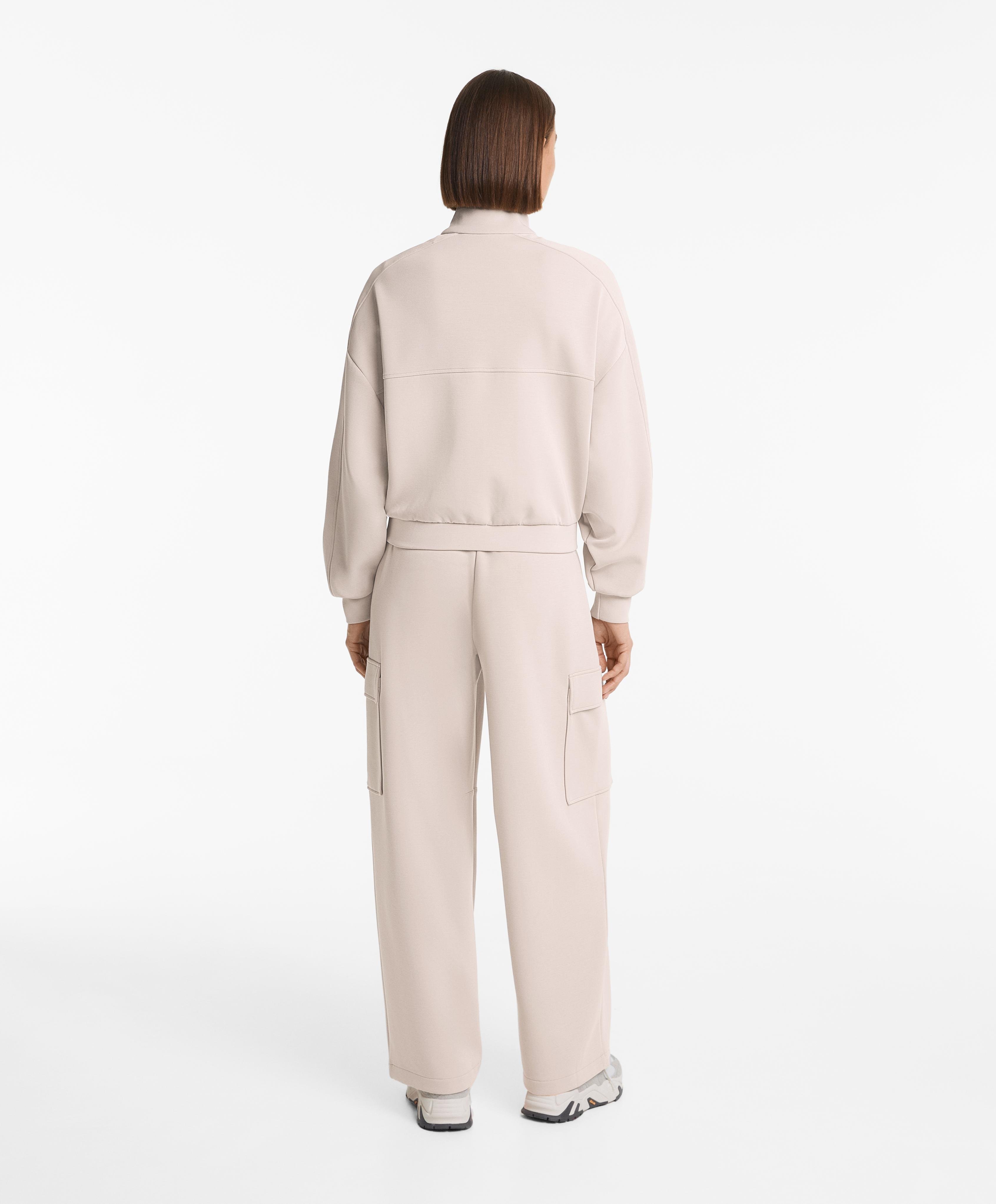 Light taupe barrel tracksuit with brushed modal interior