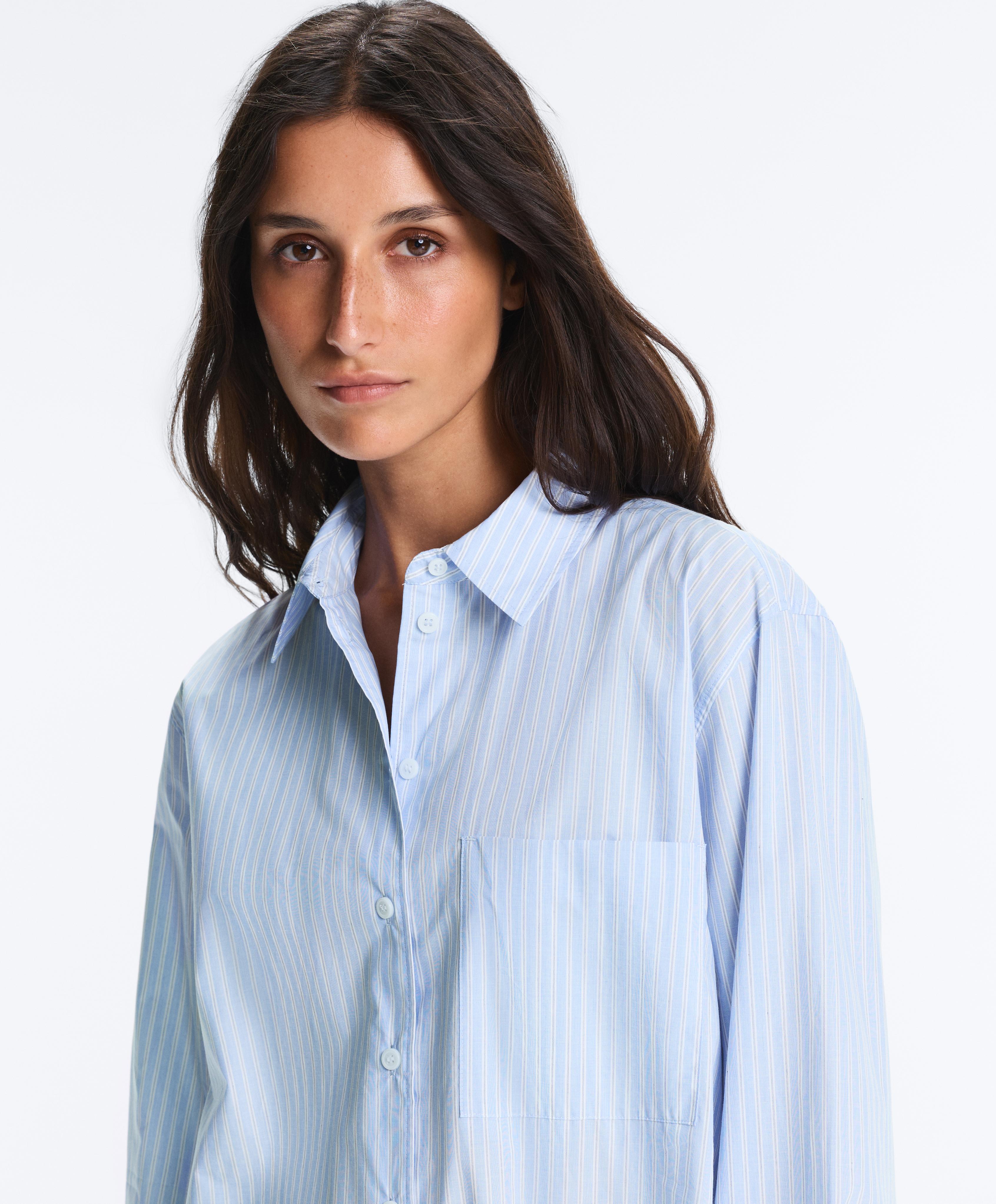 100% cotton long-sleeved shirt — PALE BLUE