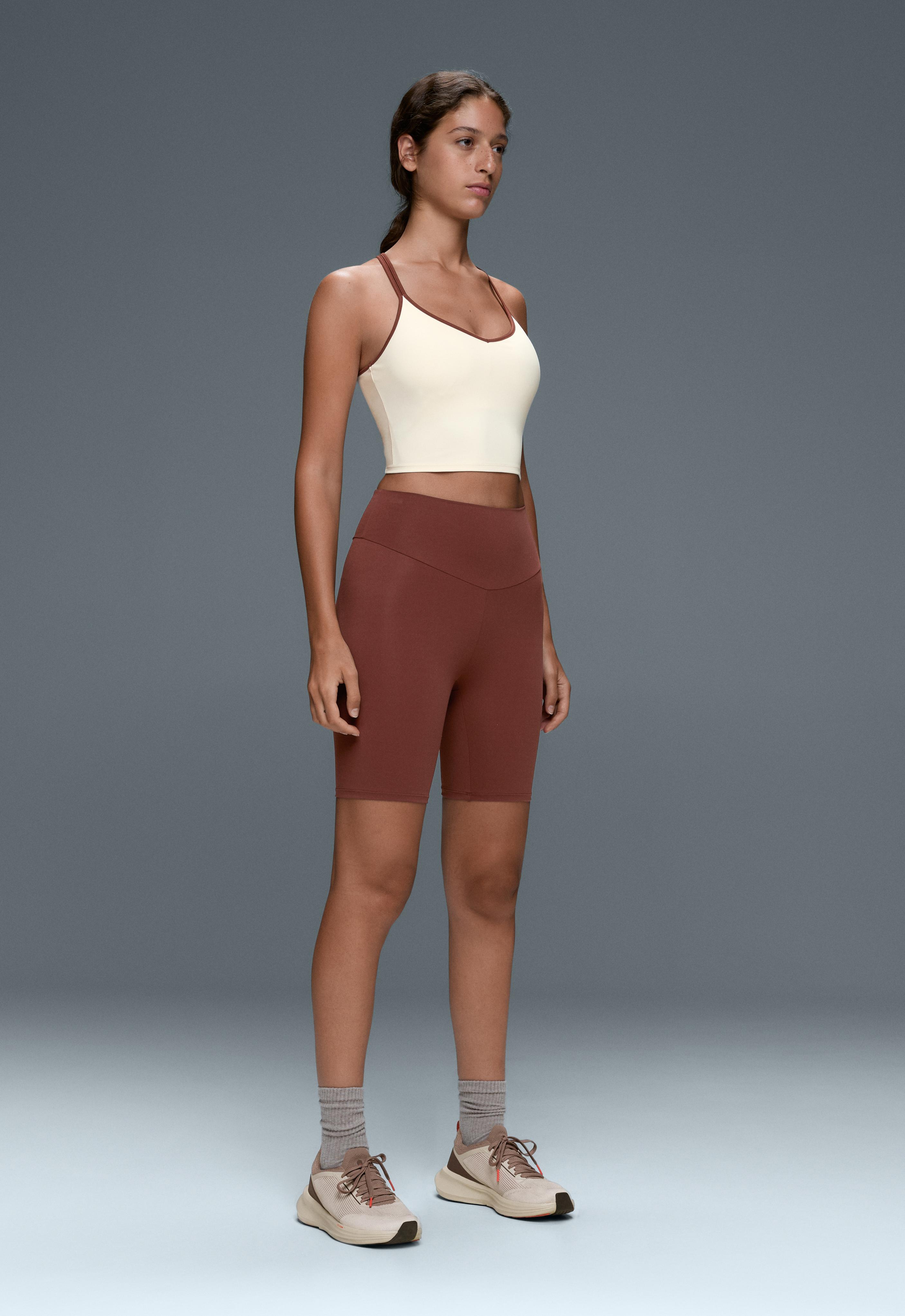 Comfortlux high-rise 20cm biker leggings — TERRACOTTA