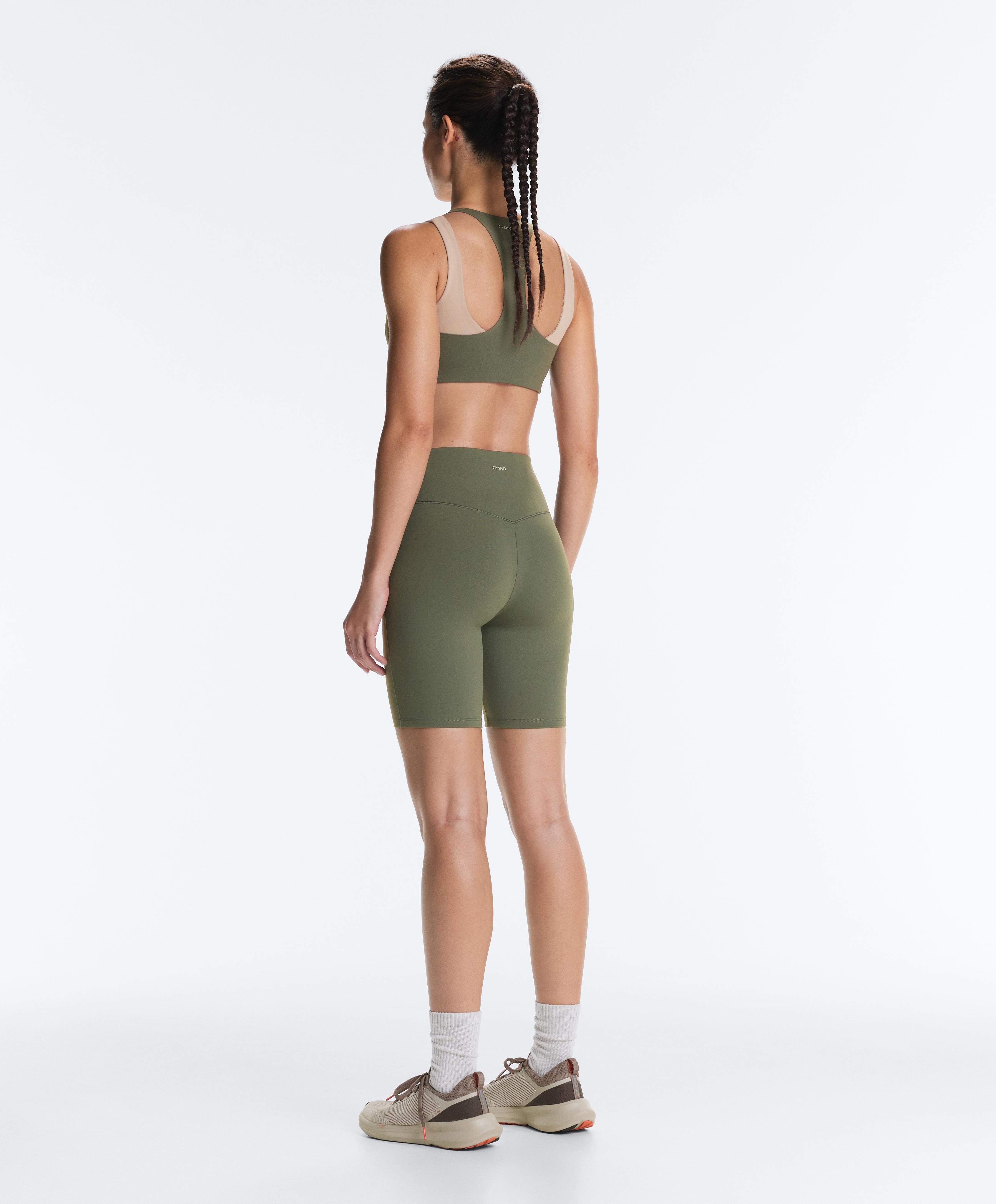 Evermove medium-support double-layer sports bra — KHAKI