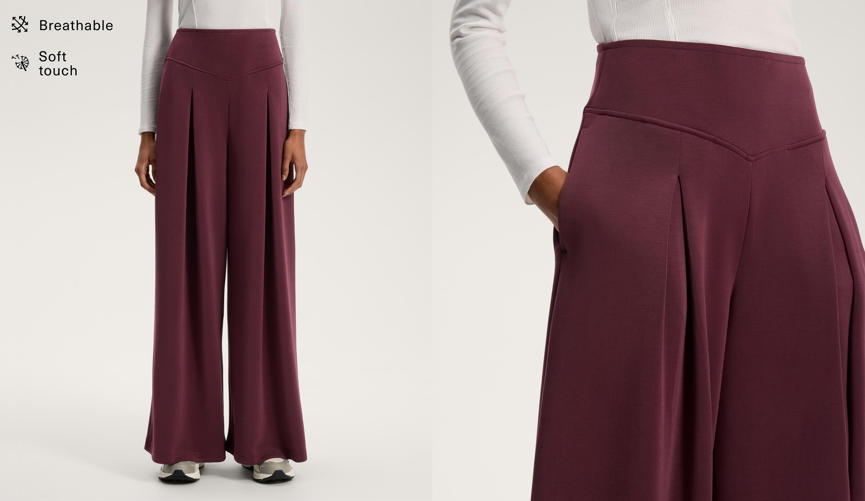 Wide-leg trousers with front pleat and soft-touch modal Wide-leg trousers with front pleat and soft-touch modal