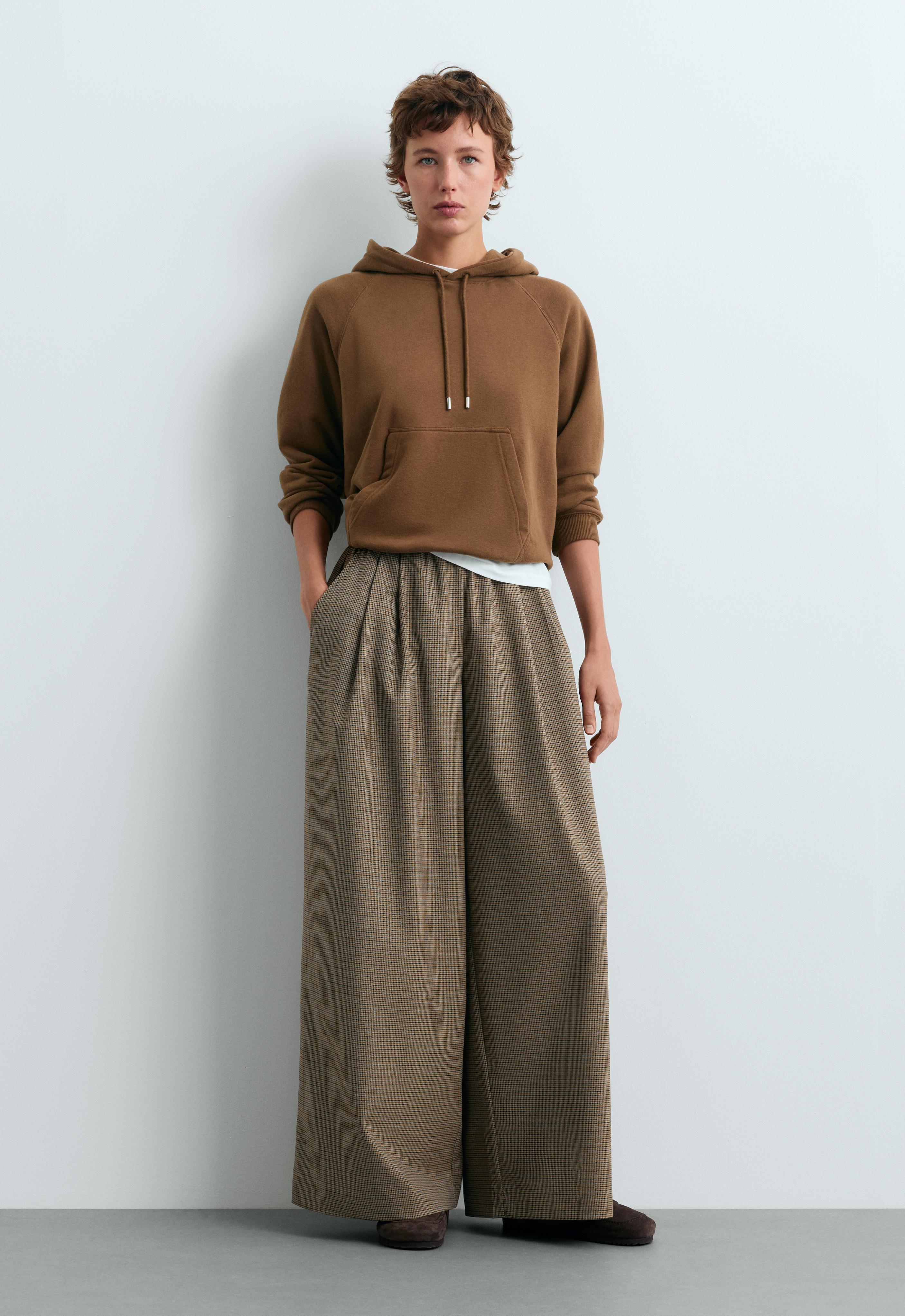 Houndstooth wide-leg trousers