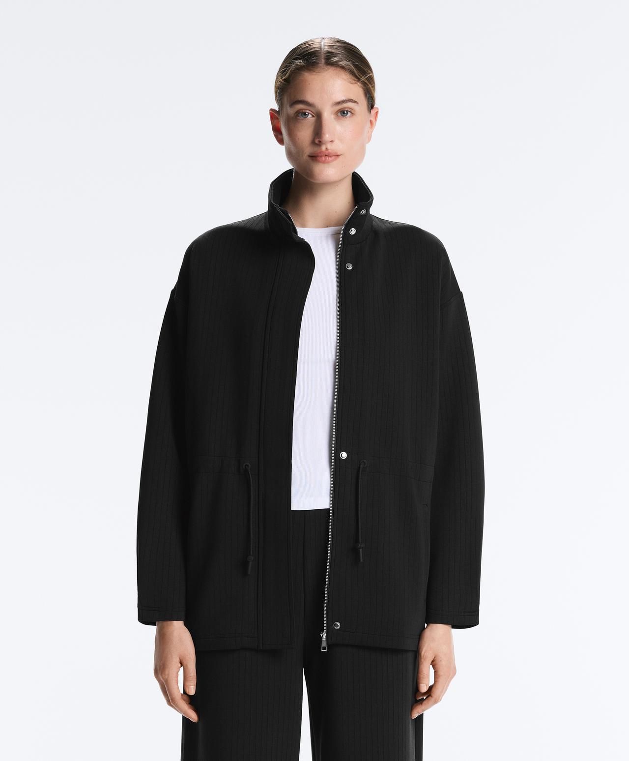 Long Utility jacket with soft-touch modal — BLACK