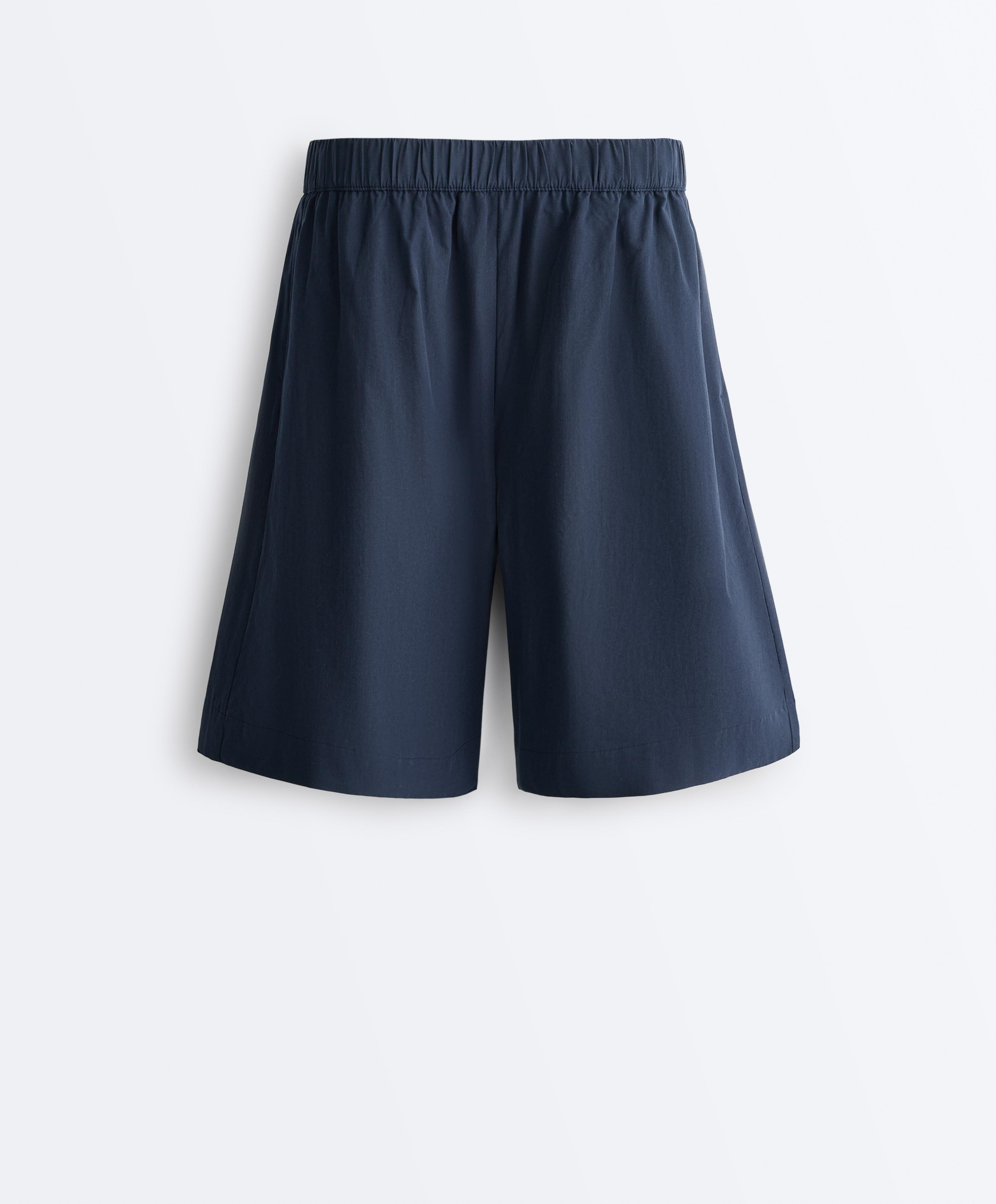 100% cotton Bermuda shorts — NAVY BLUE