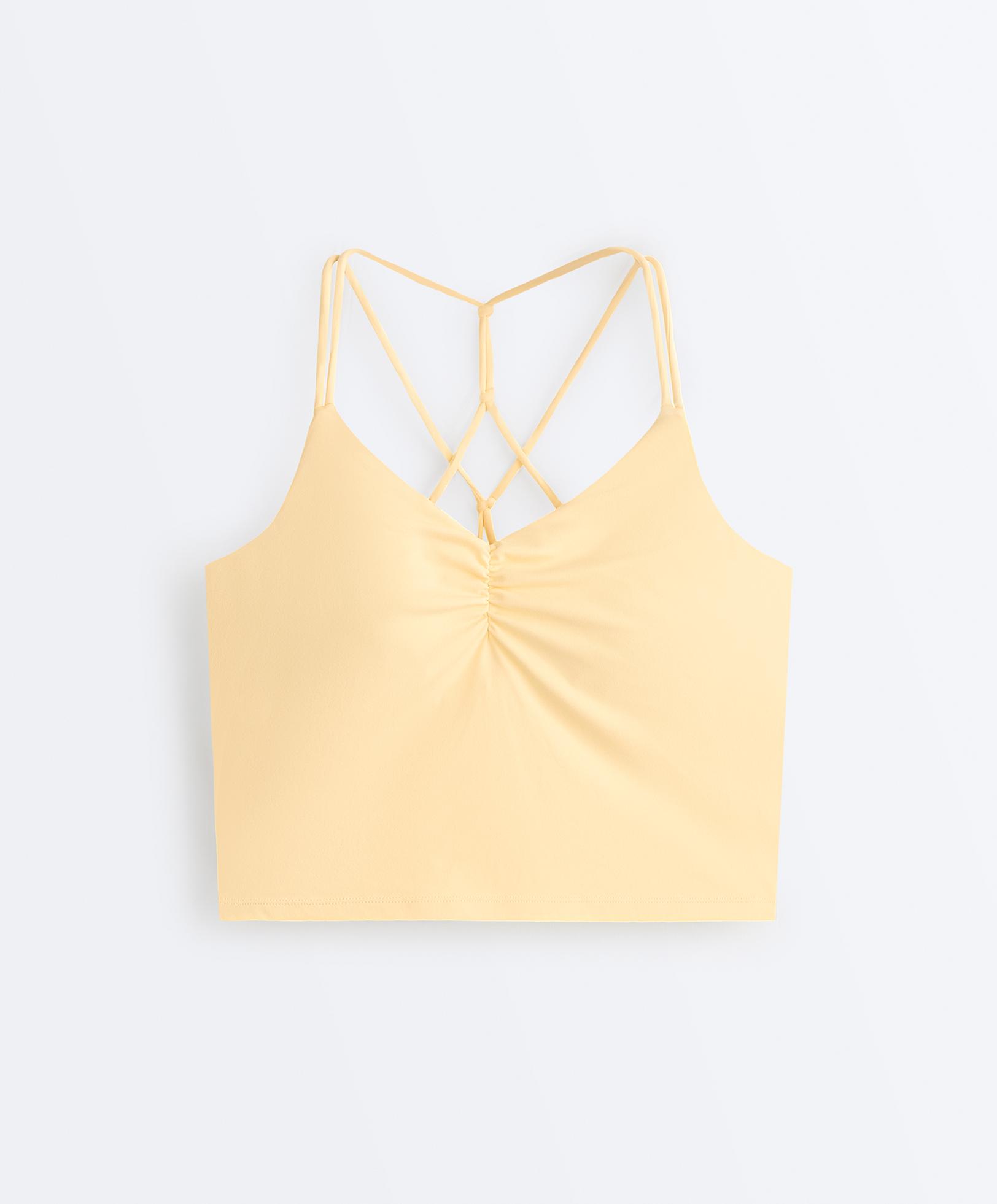 Comfortlux crossover strap tank top — PALE YELLOW