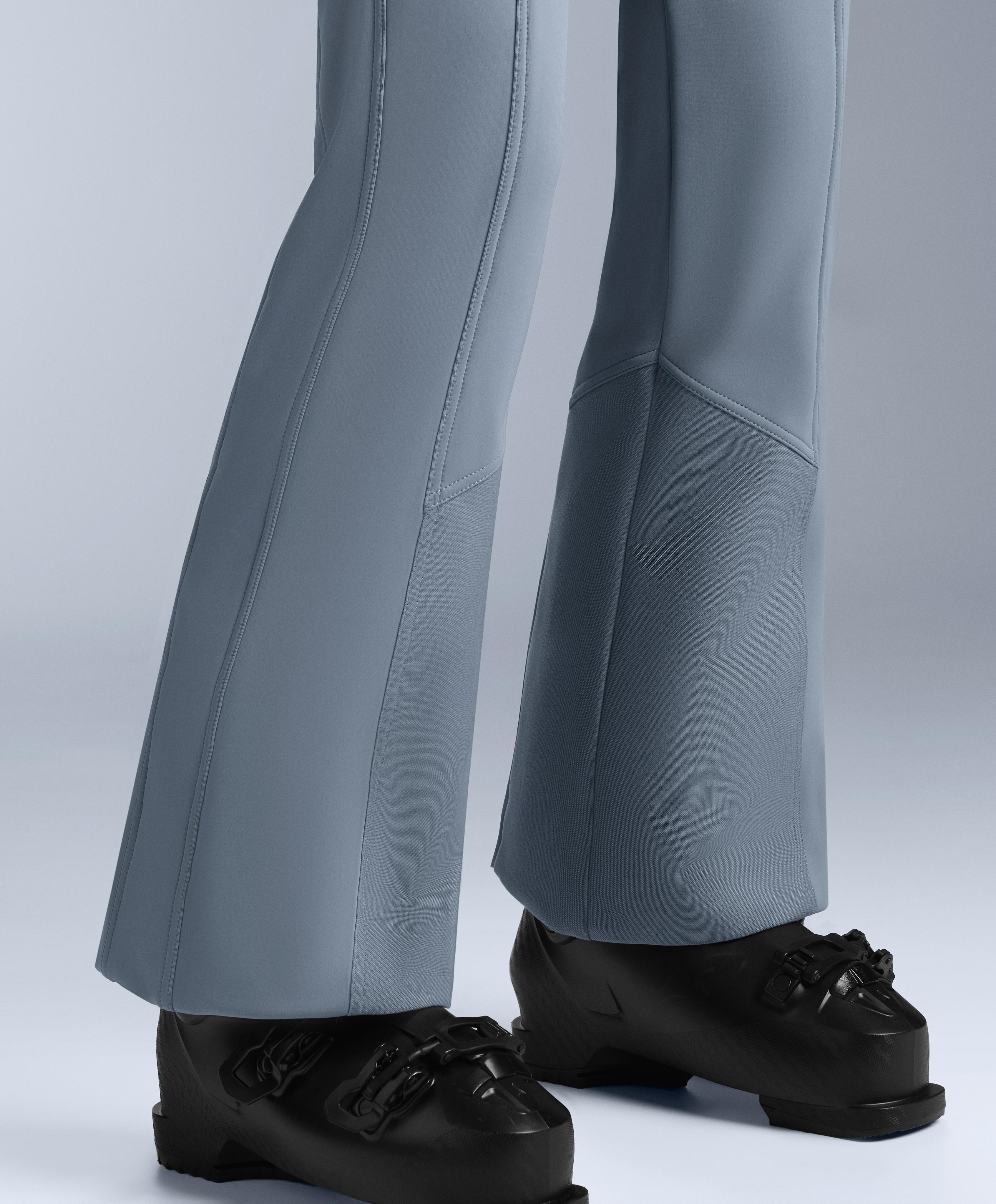 Water-resistant high-rise flare stretch SKI trousers — GREY-BLUE