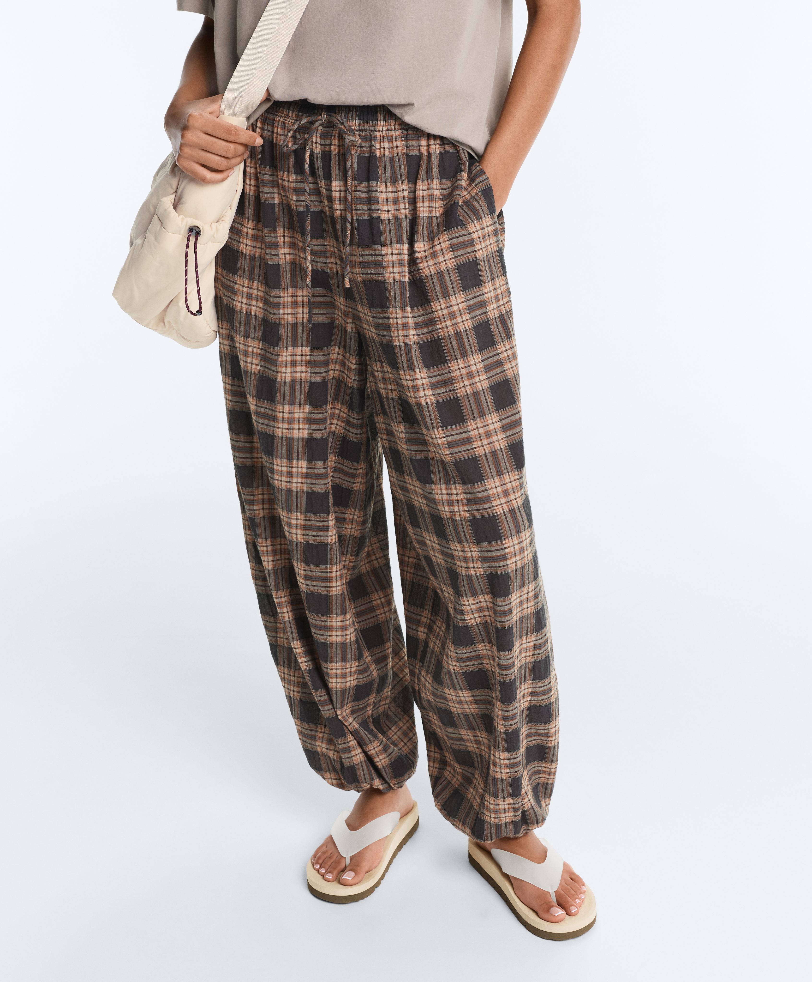 Check cotton-blend bloomer trousers — WASHED BLACK