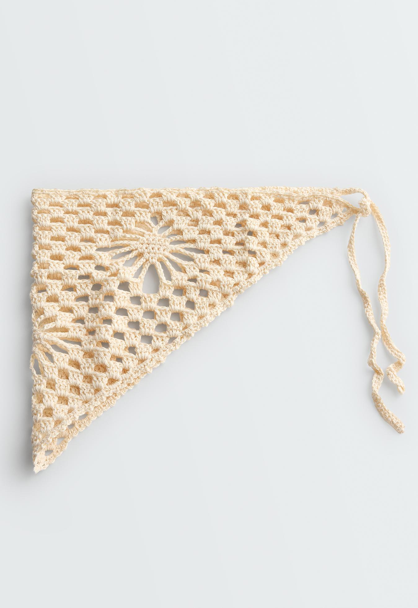 100% cotton triangle crochet headband — ECRU