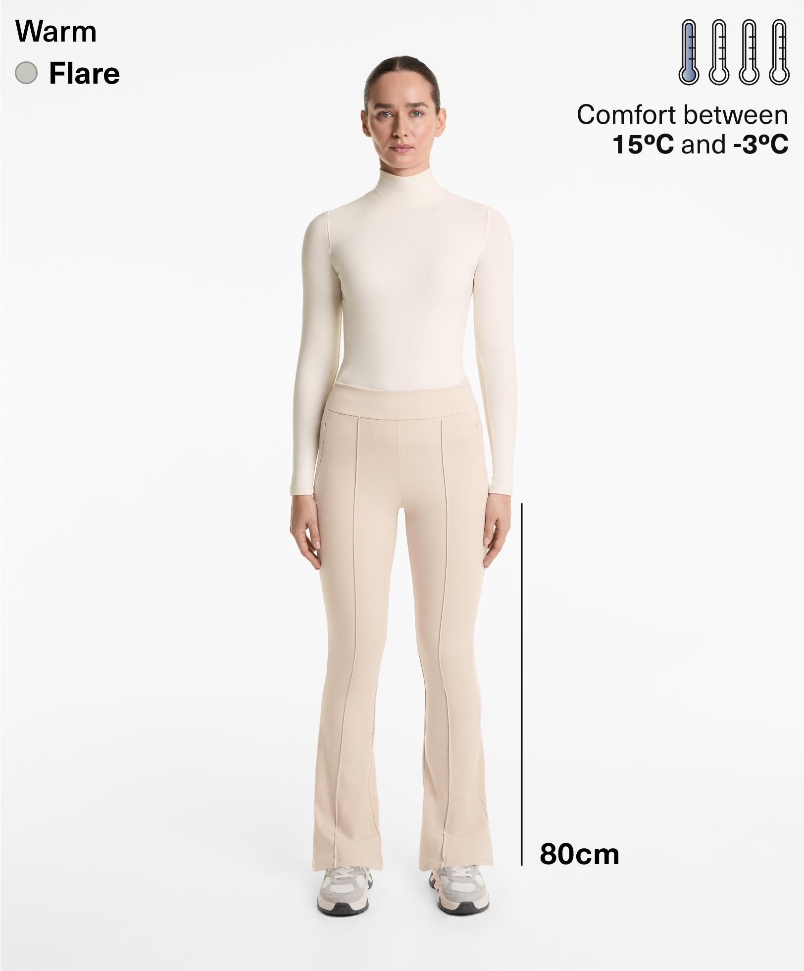 High rise warm 80cm flare trousers with crease