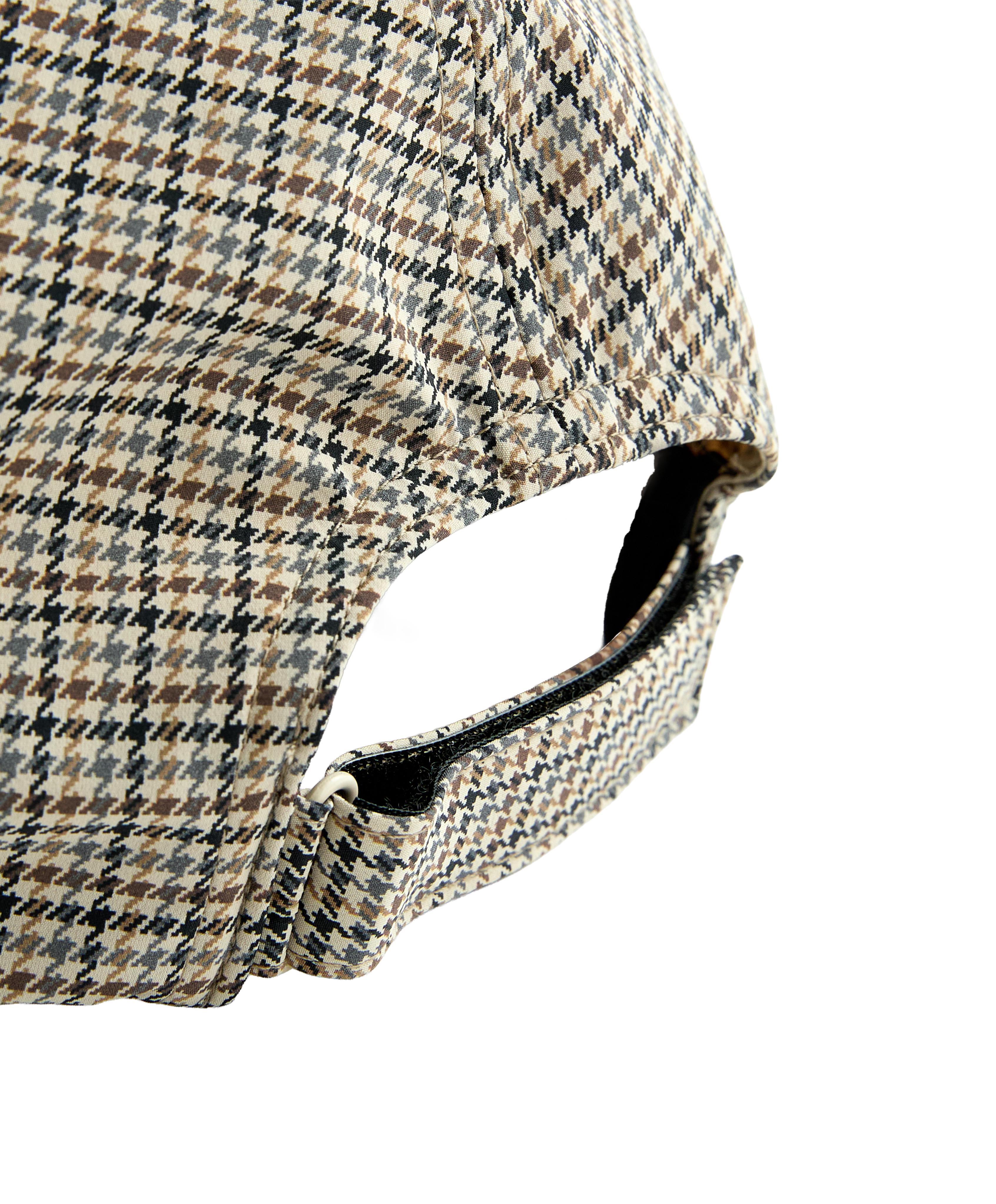 Houndstooth print cap — PALE ECRU