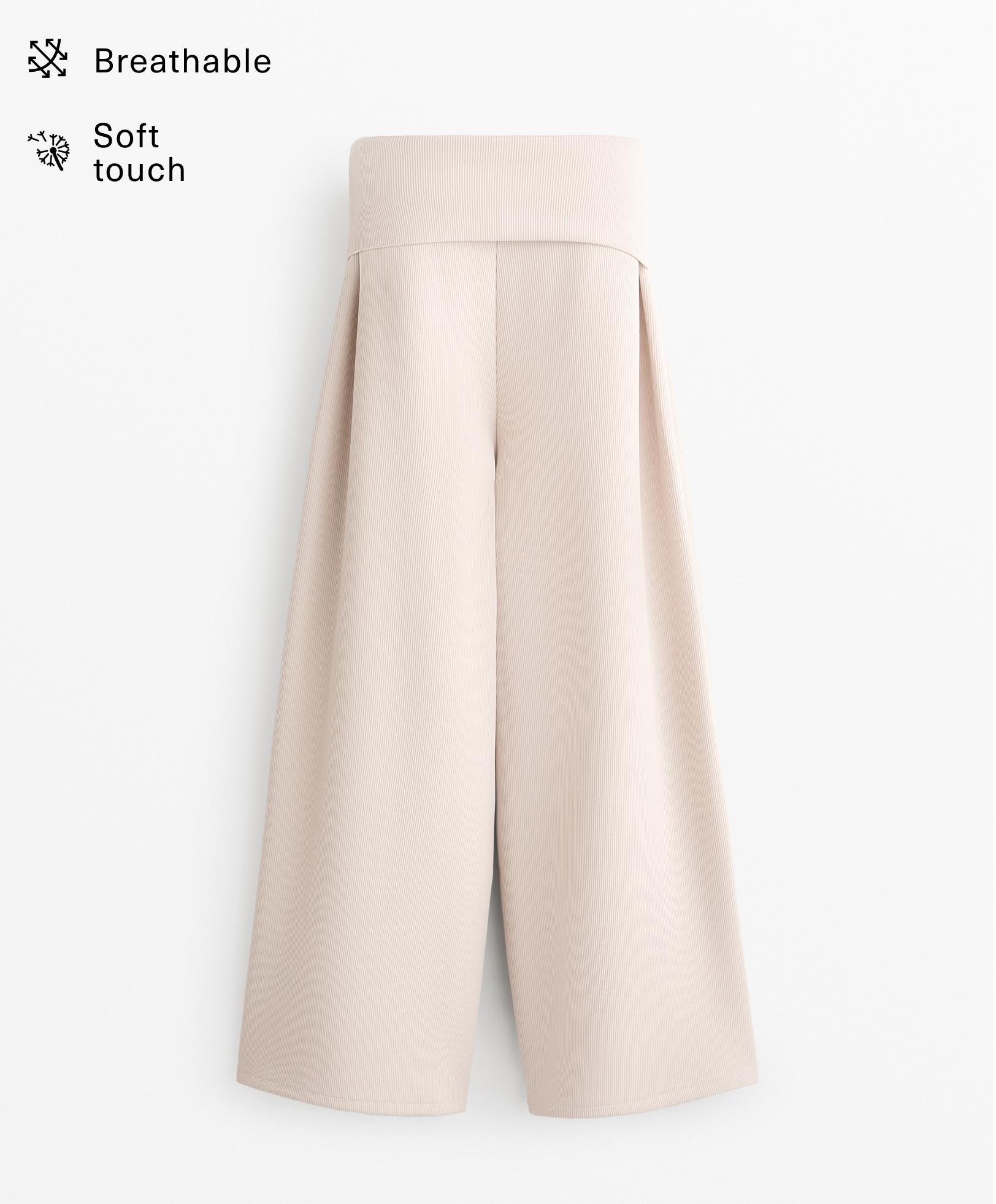 Beli katlanan rib bol pantolon