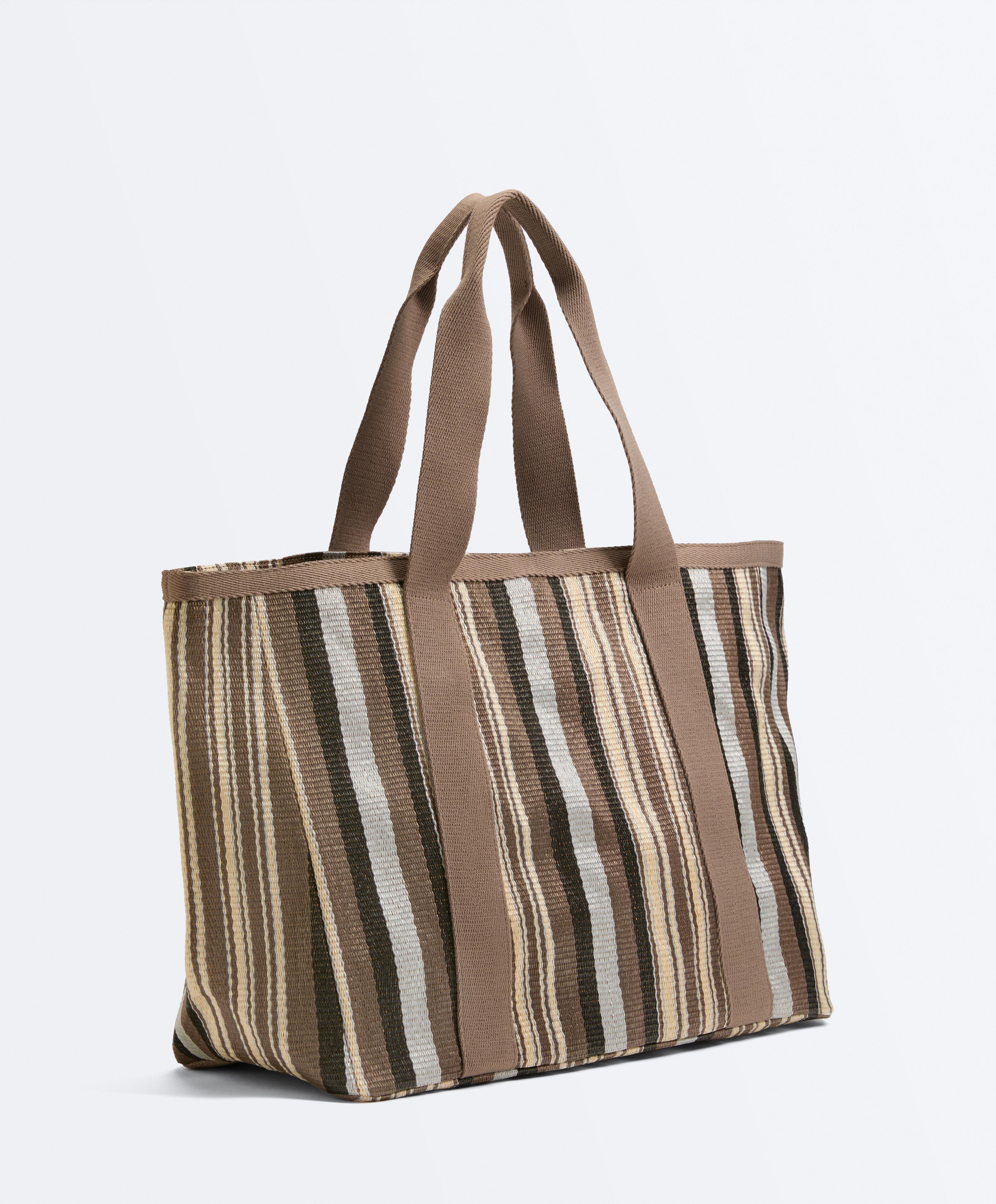 Striped tote bag — BROWN