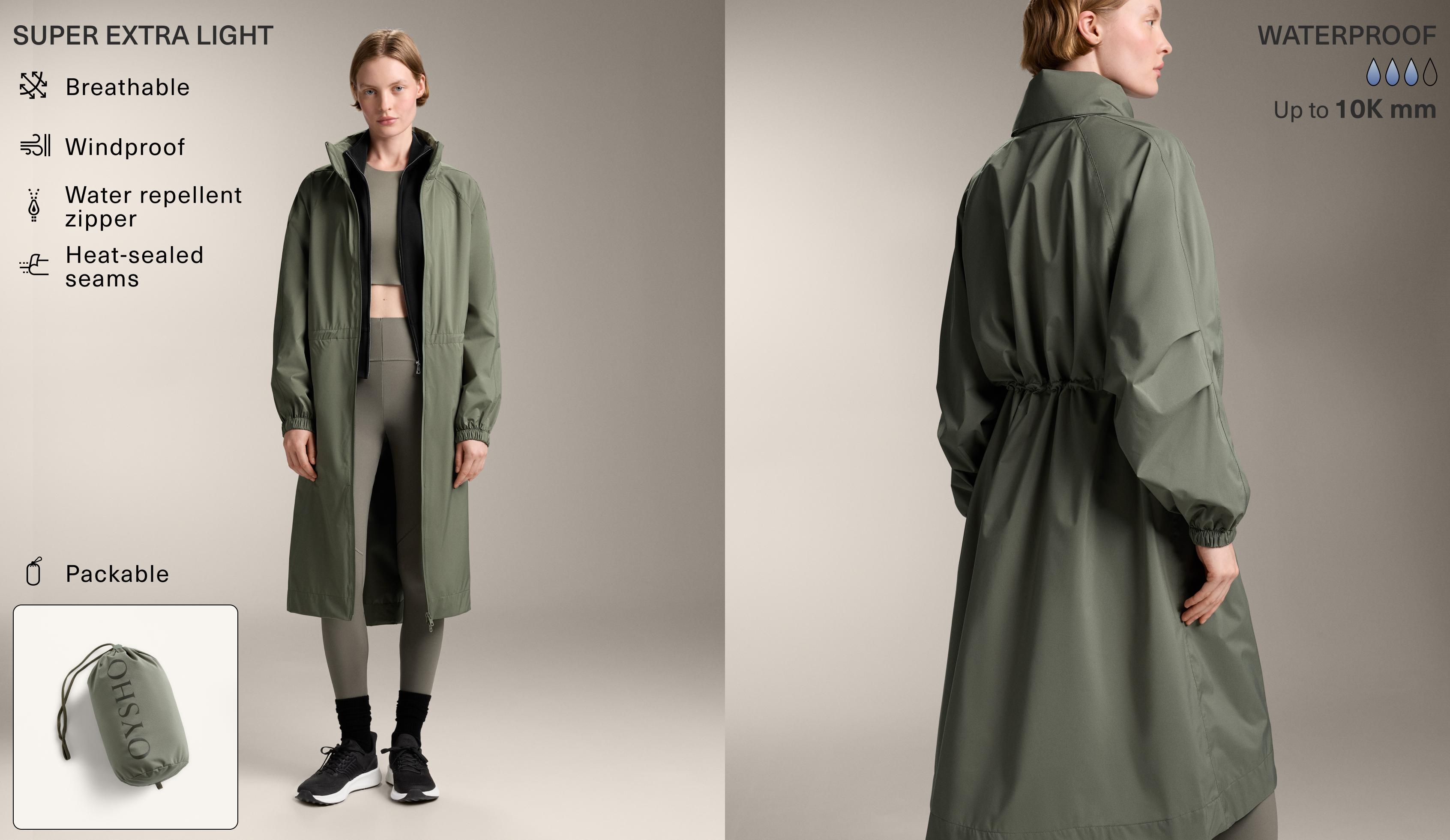 Long packable super extra lightweight 10k waterproof jacket - Sale