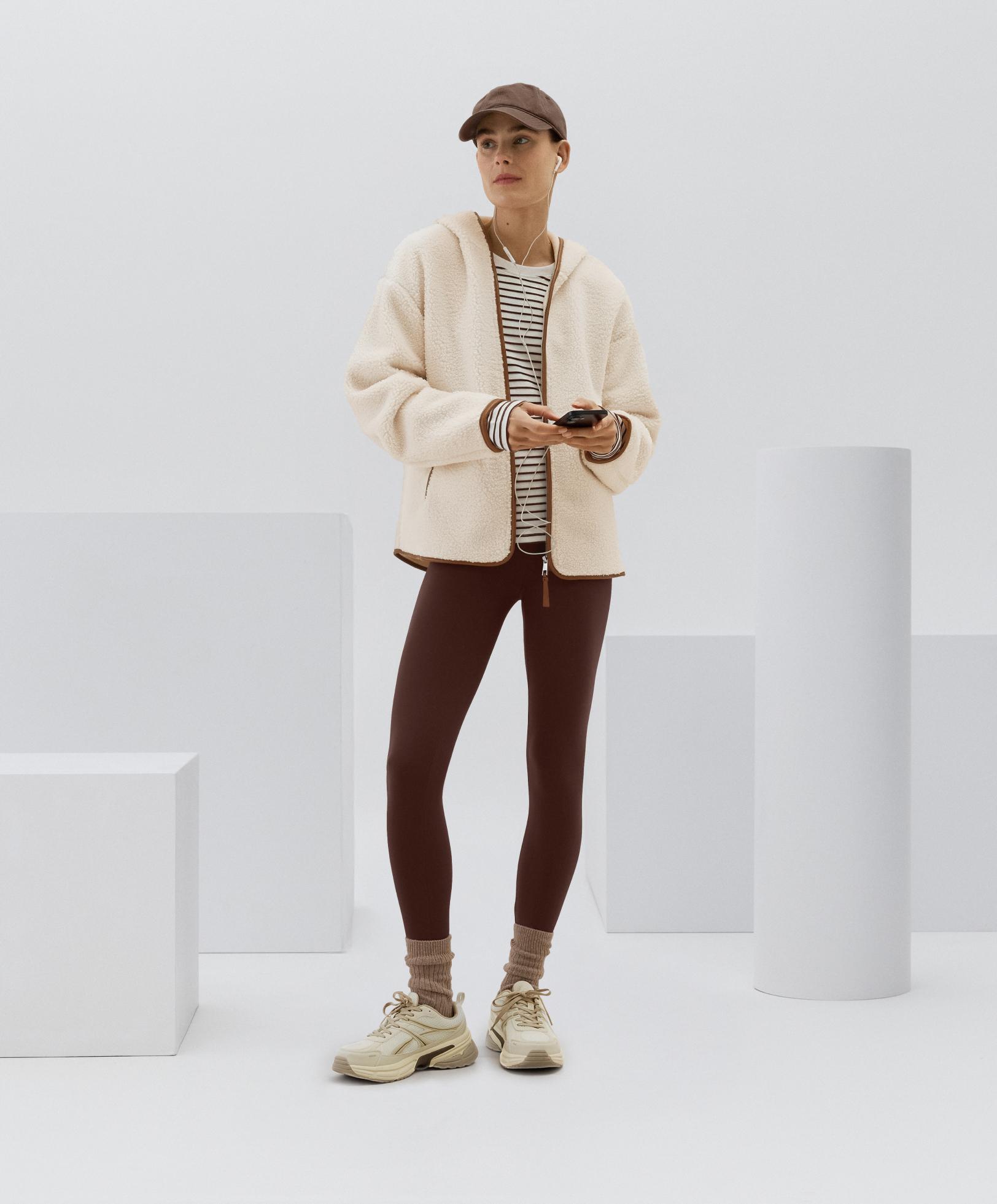 Faux-shearling jacket with hood — ECRU