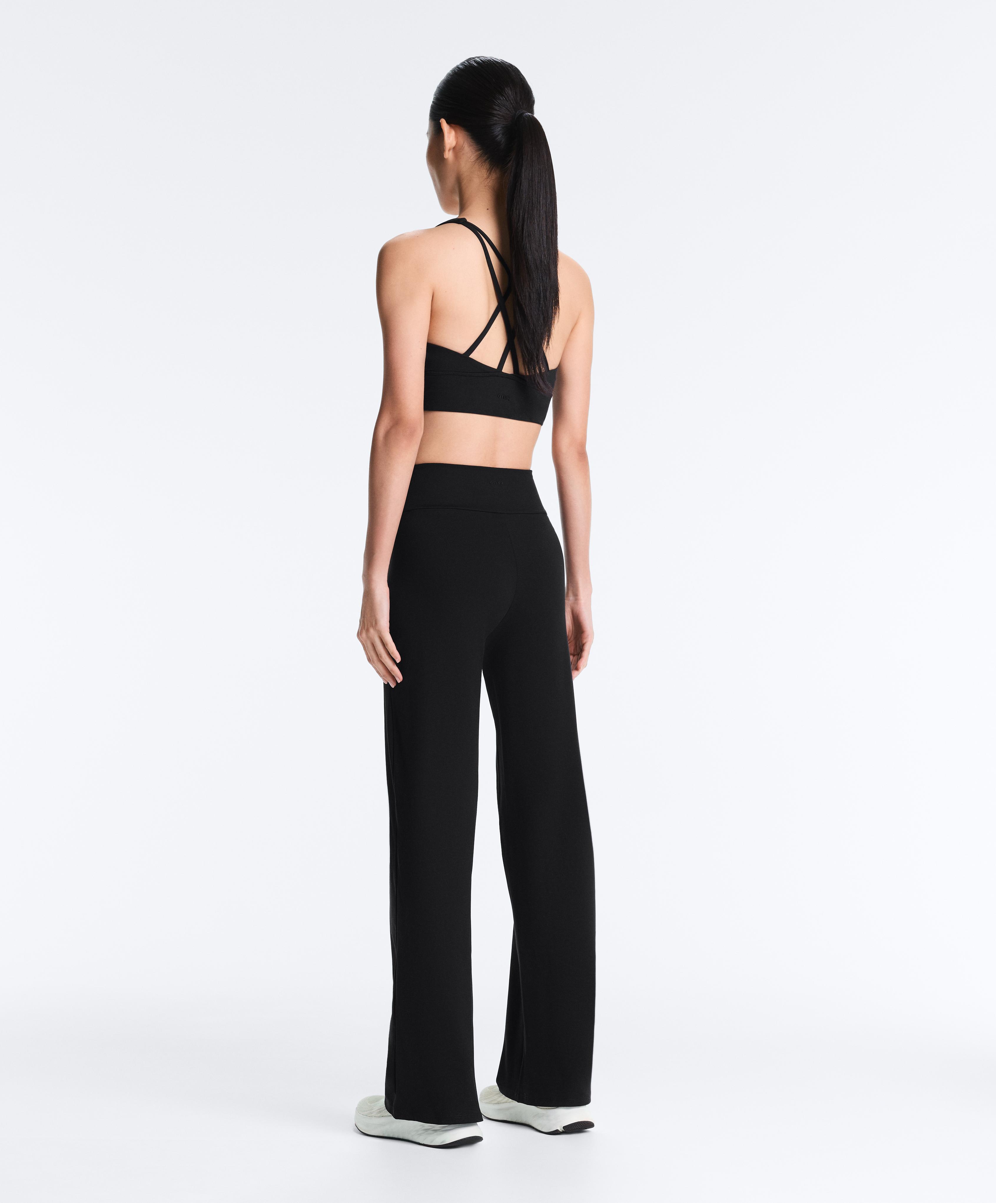 High-rise Comfortlux straight-leg trousers — BLACK