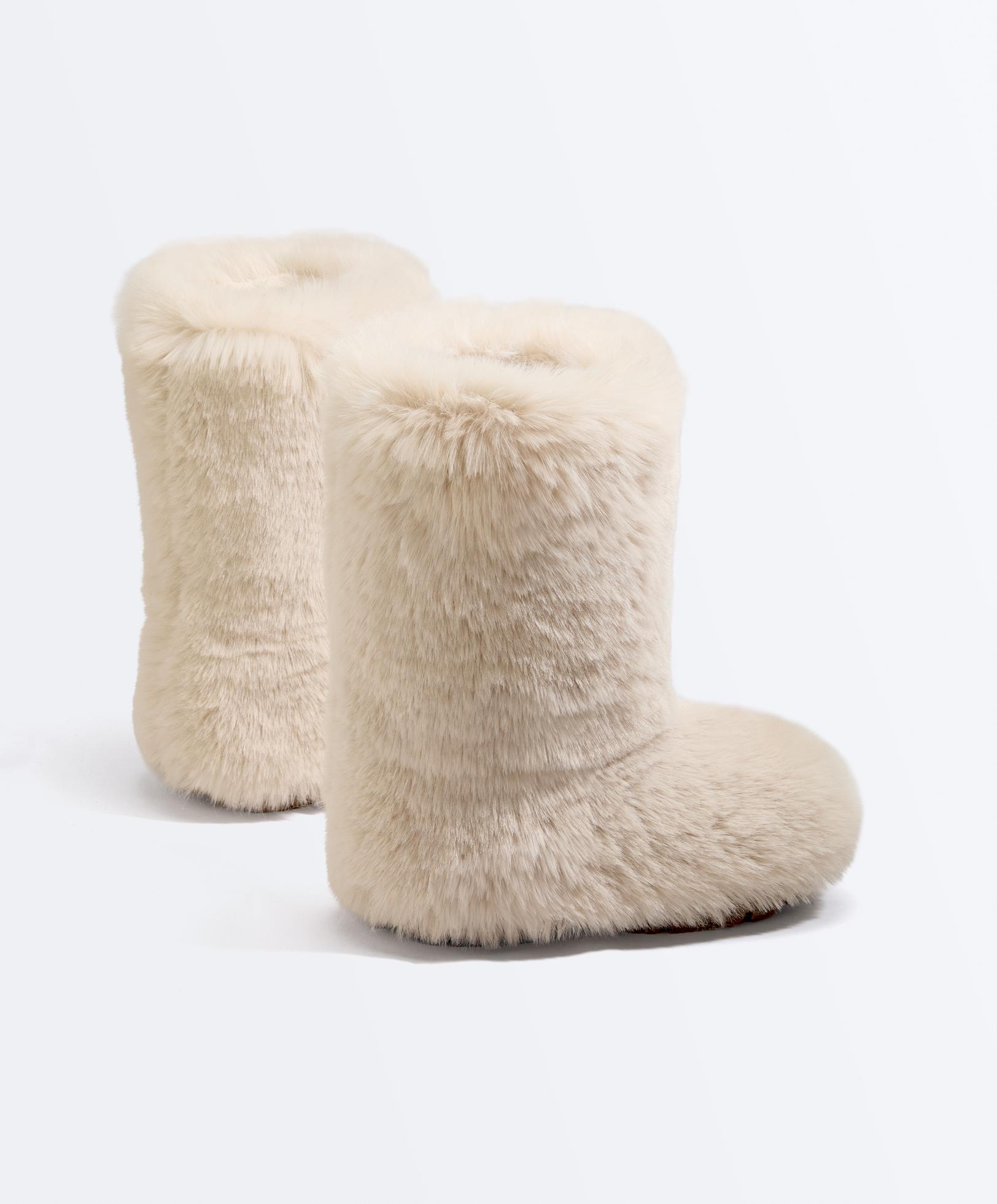 Technical faux-fur effect boot — ECRU