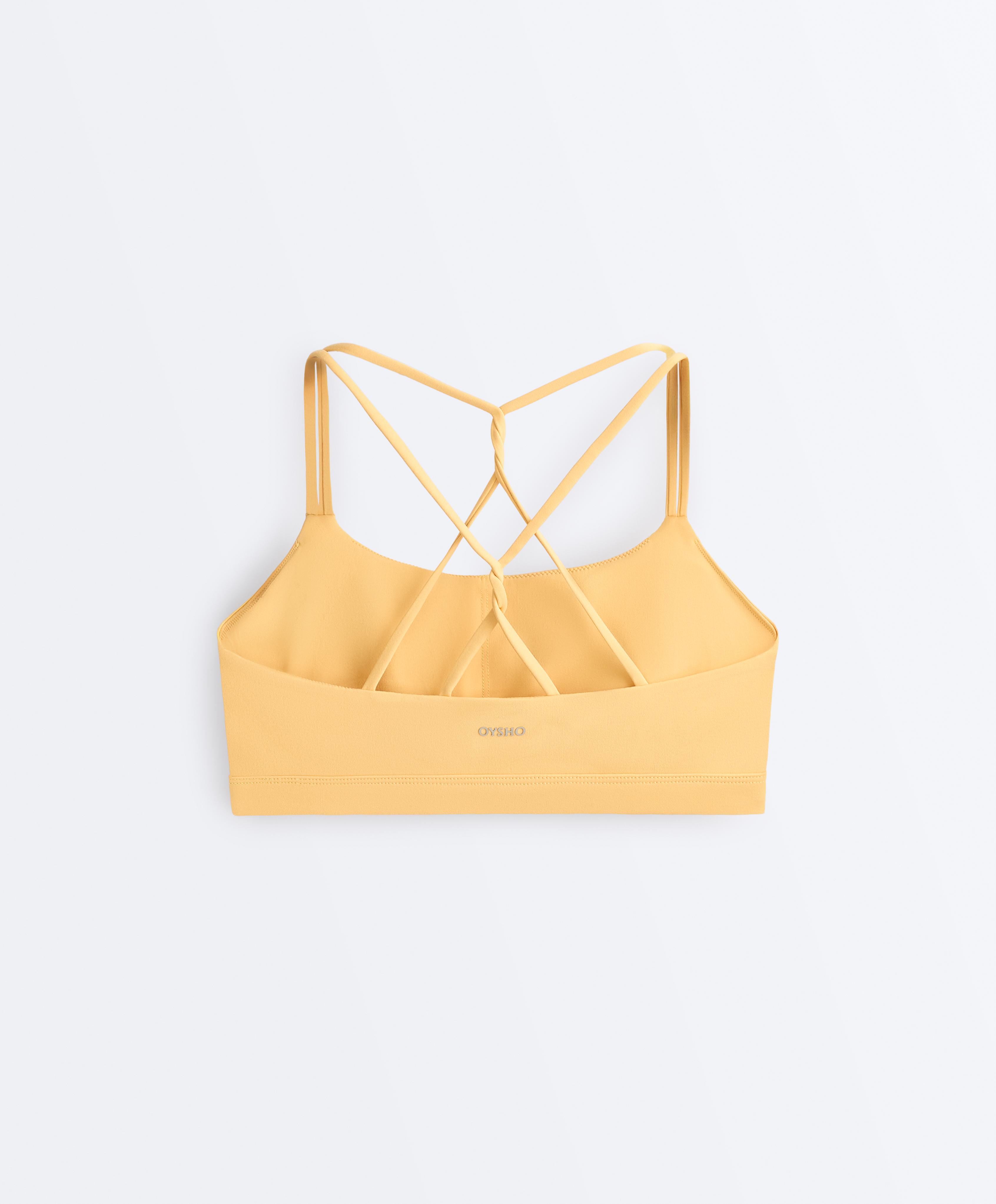 Comfortlux low-support crossover strap sports bra — BURNT YELLOW