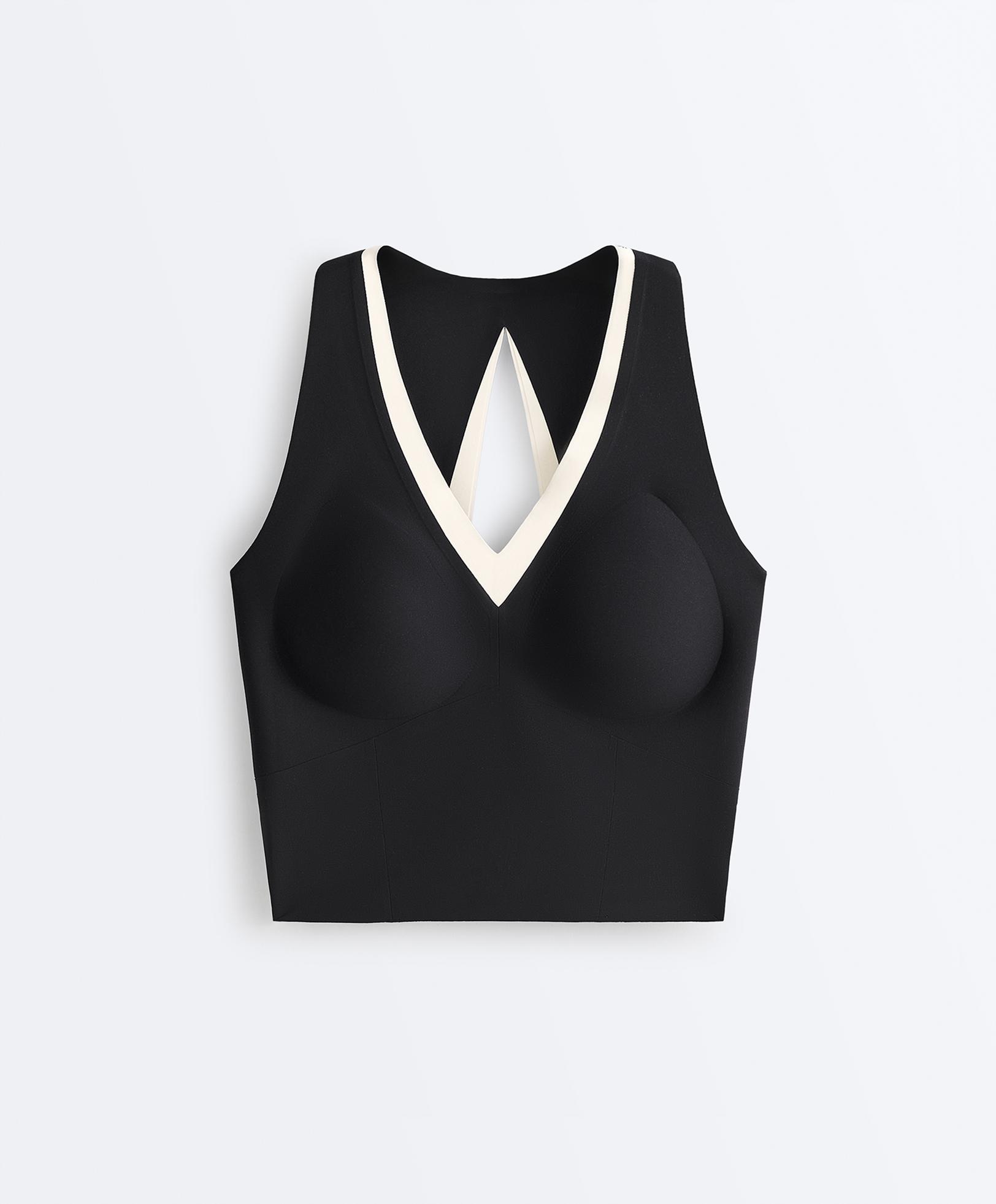 Perfect-adapt sleeveless contrast tank top — BLACK