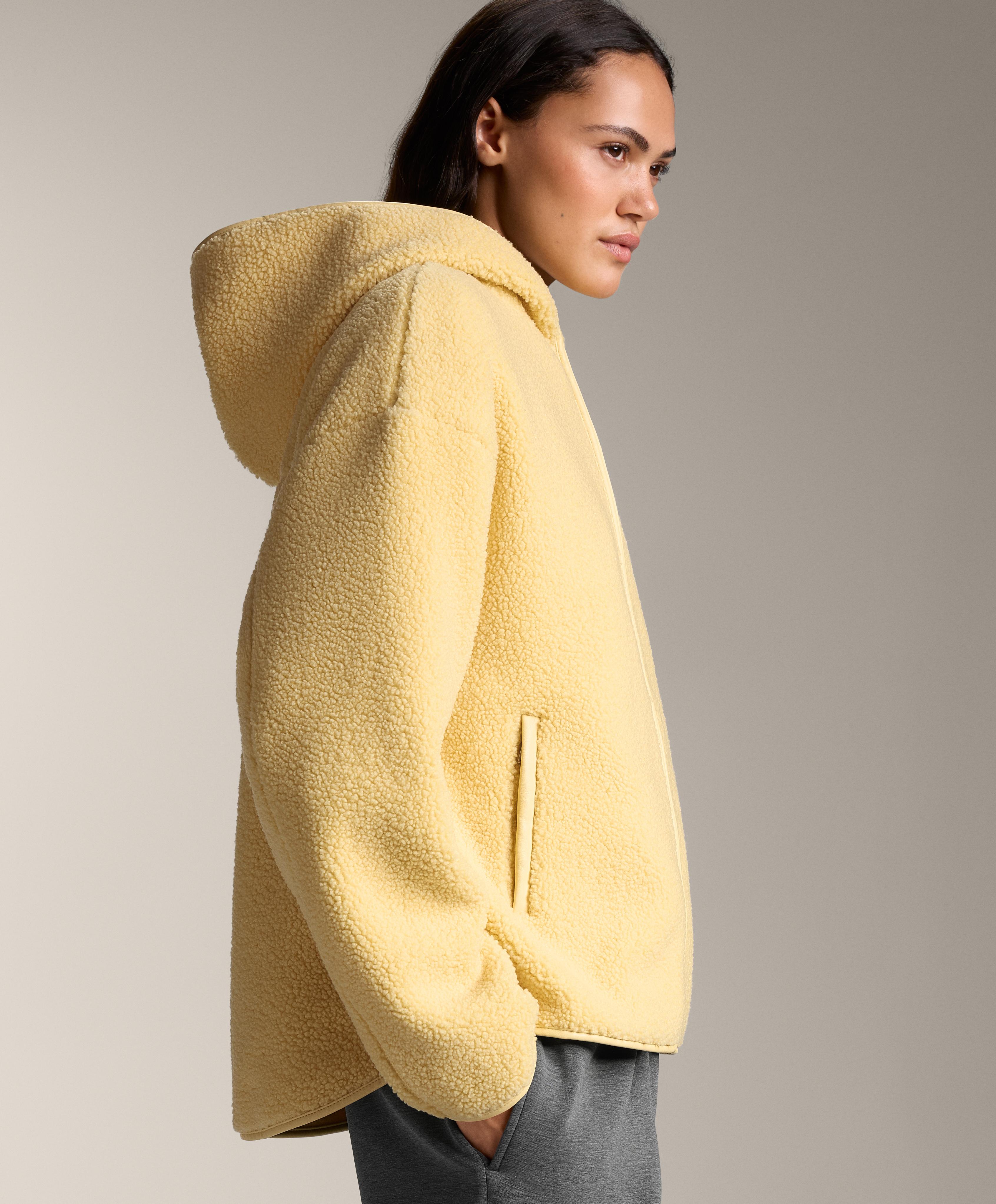Faux-shearling jacket with hood — YELLOW