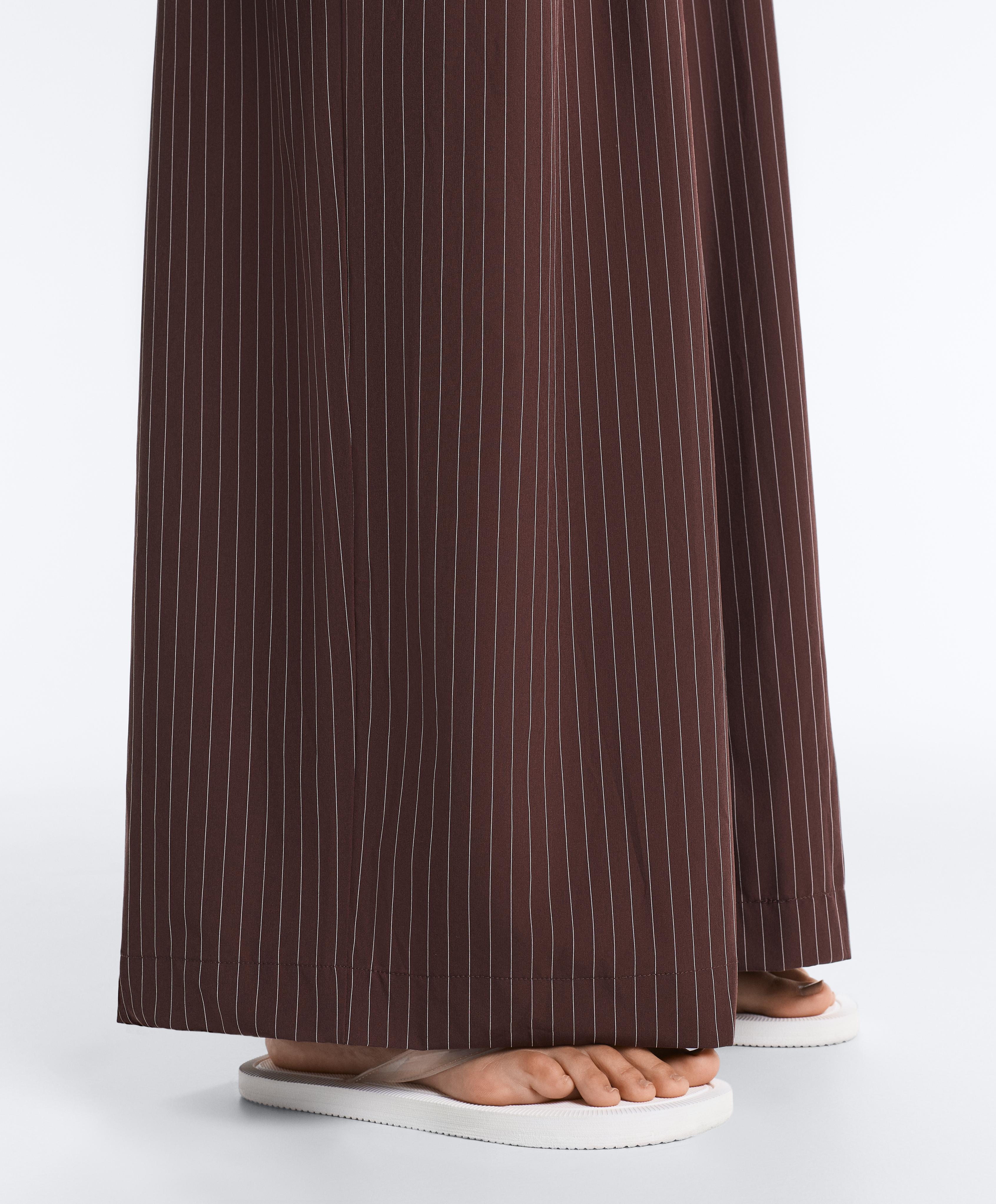 Water-repellent pinstripe wide-leg trousers — CHOCOLATE