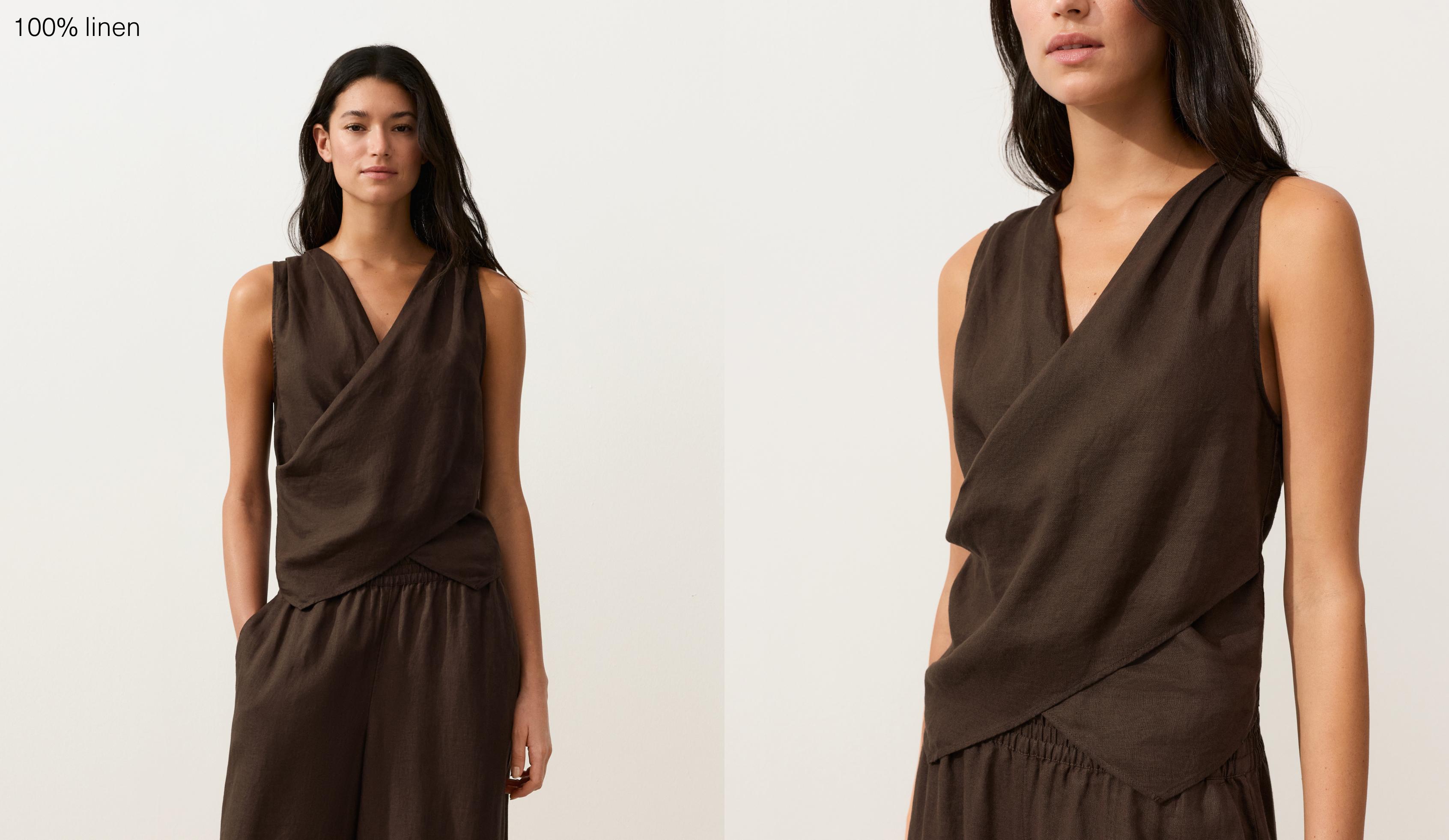 100% linen crossover top