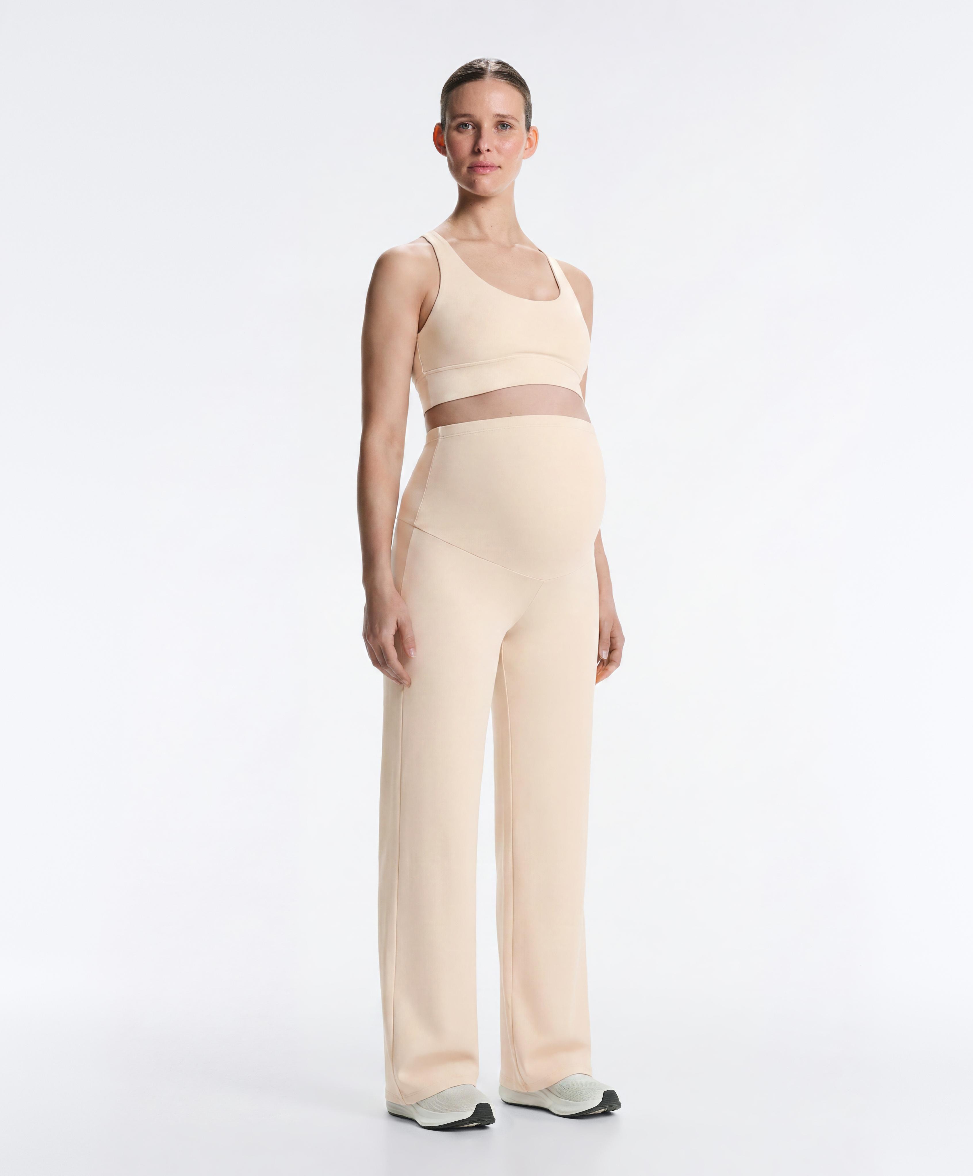Comfortlux maternity straight-leg trousers — SAND