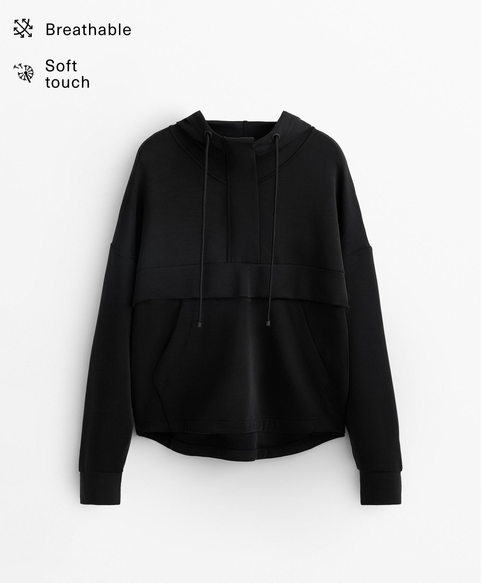 Soft-touch sweatshirt with modal and zip