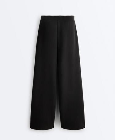 Straight-leg striped trousers with soft-touch modal — BLACK 8