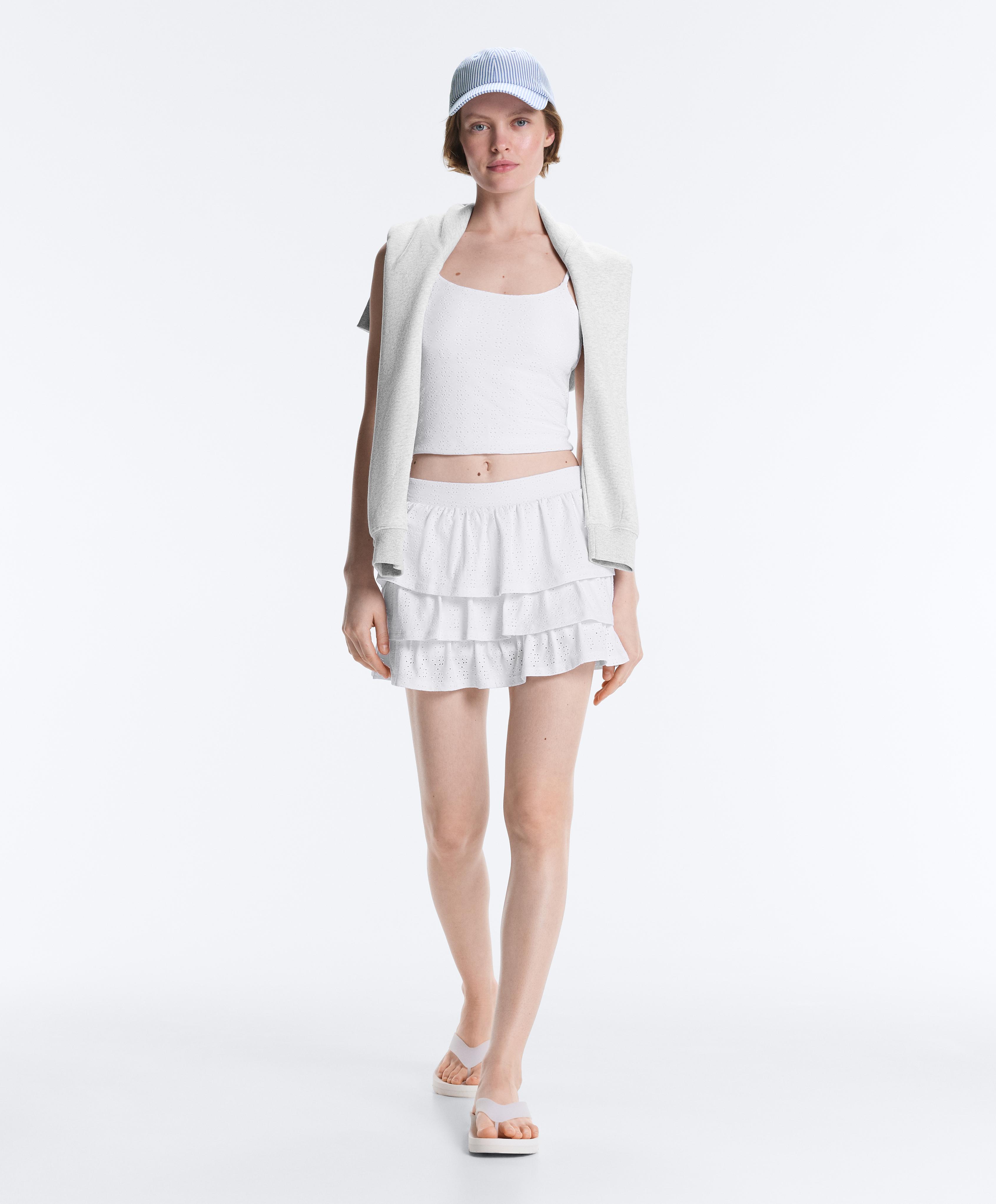 Comfortlux embroidered short skirt — WHITE