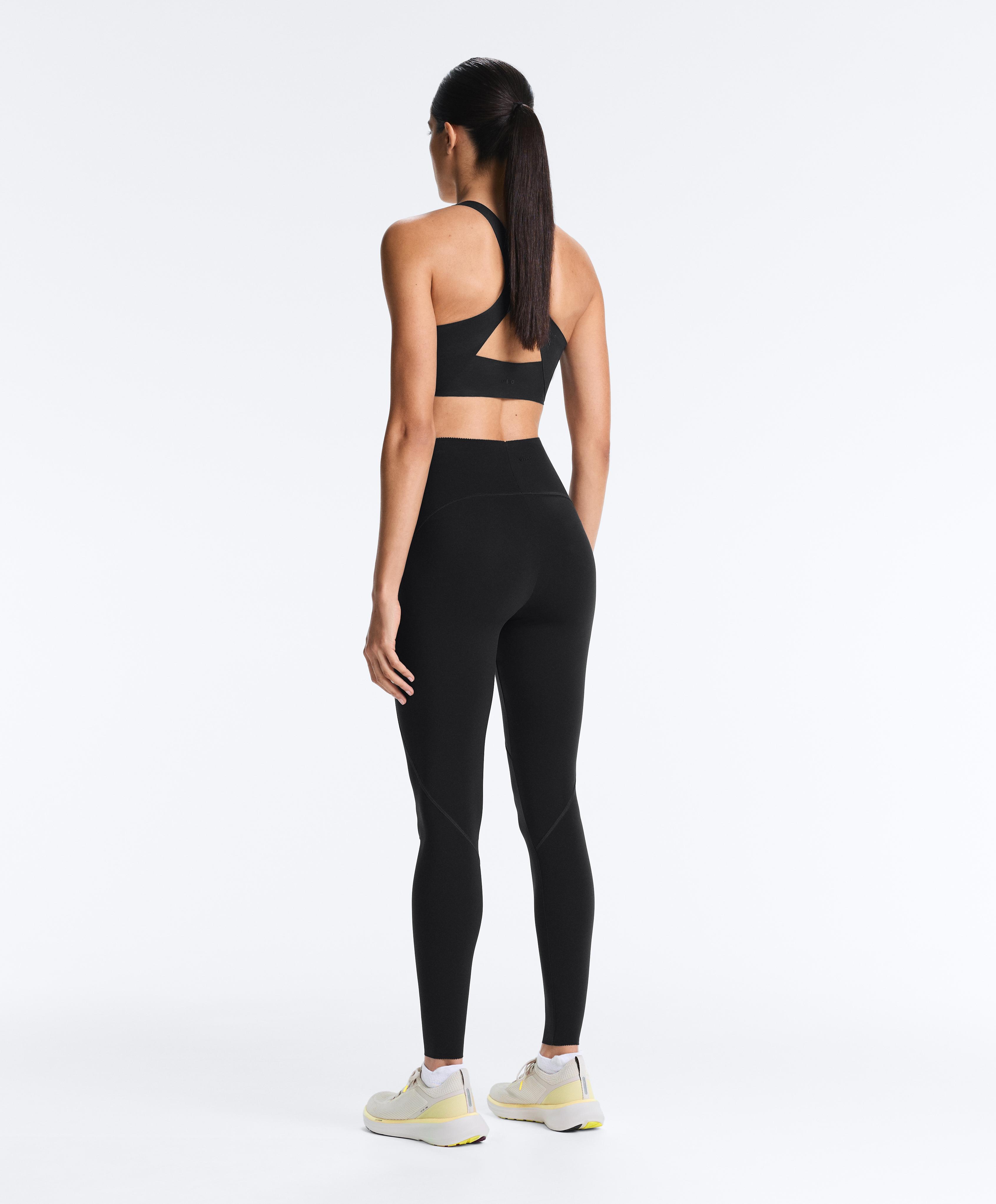 Medium-support compressive bra with cups — BLACK
