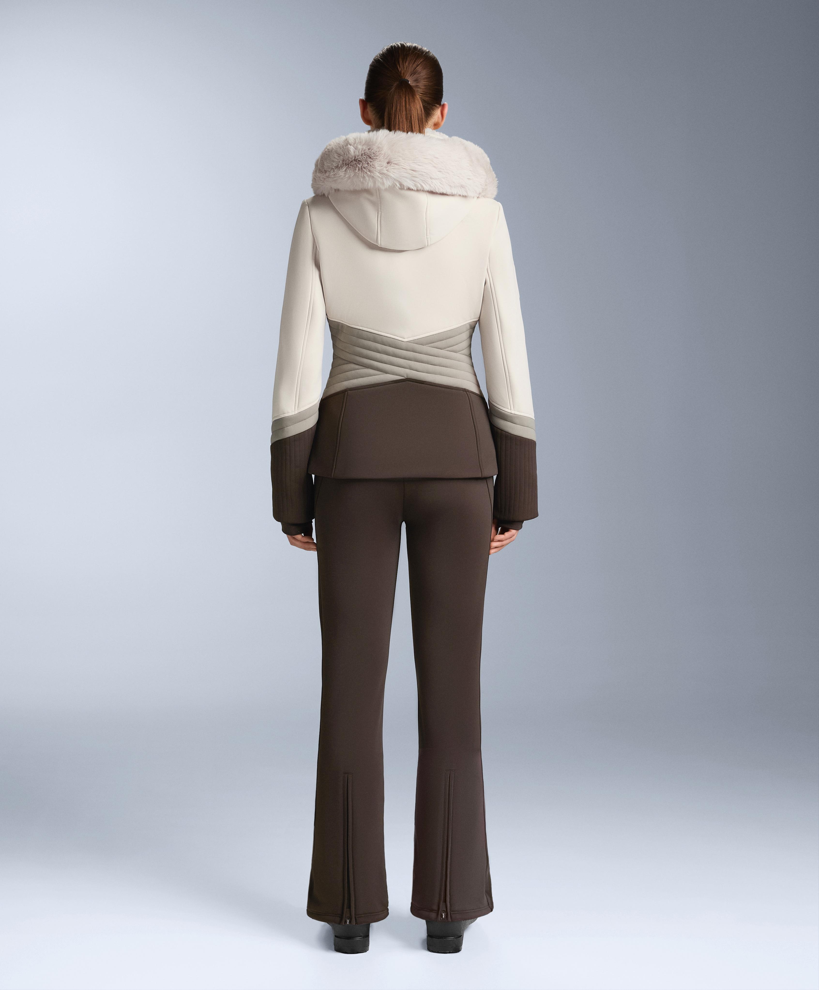 Super-fitted water-resistant colour-block Primaloft® SKI jacket — PALE MINK