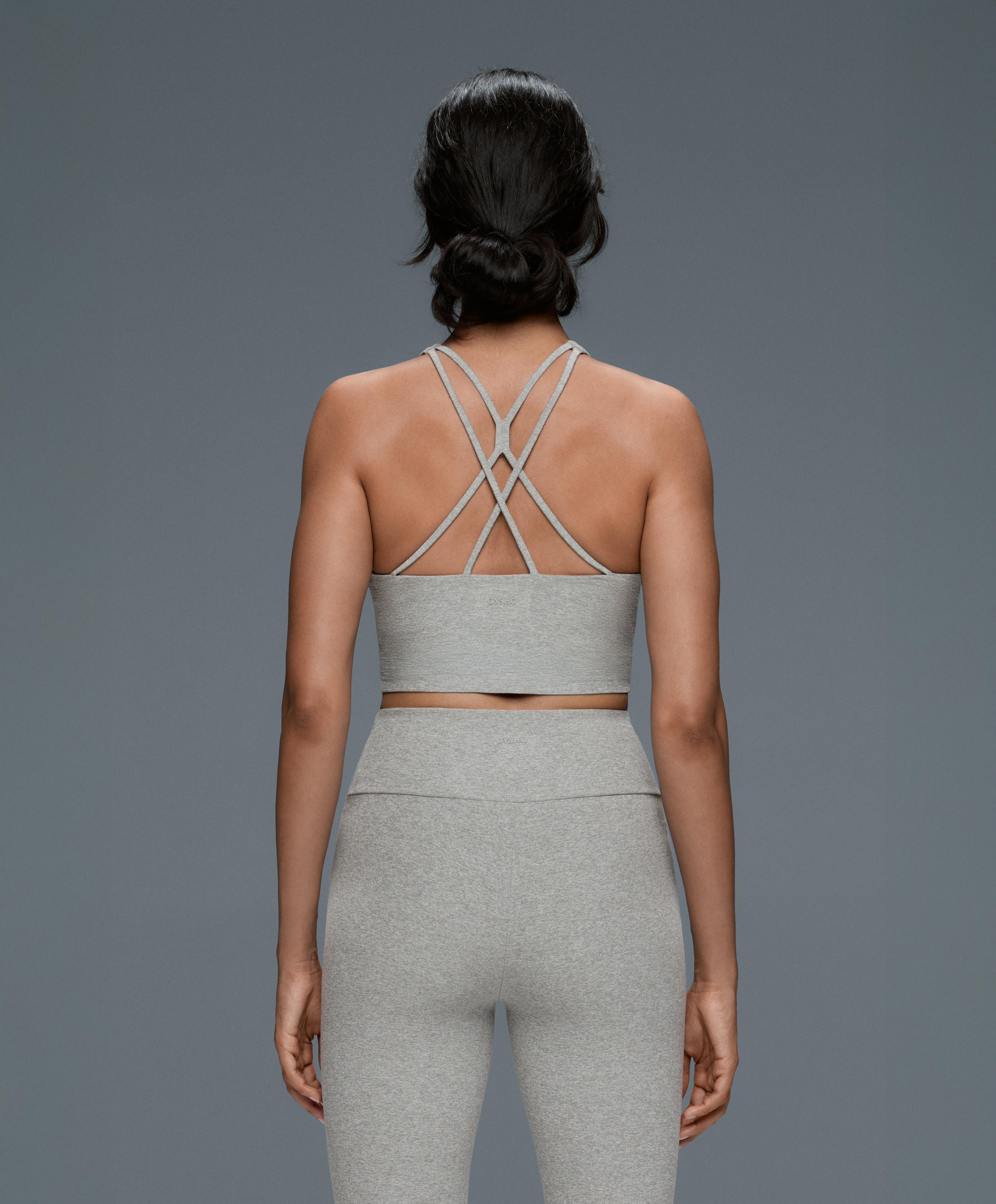 Comfortlux heathered strap tank top with cups — PALE GREY