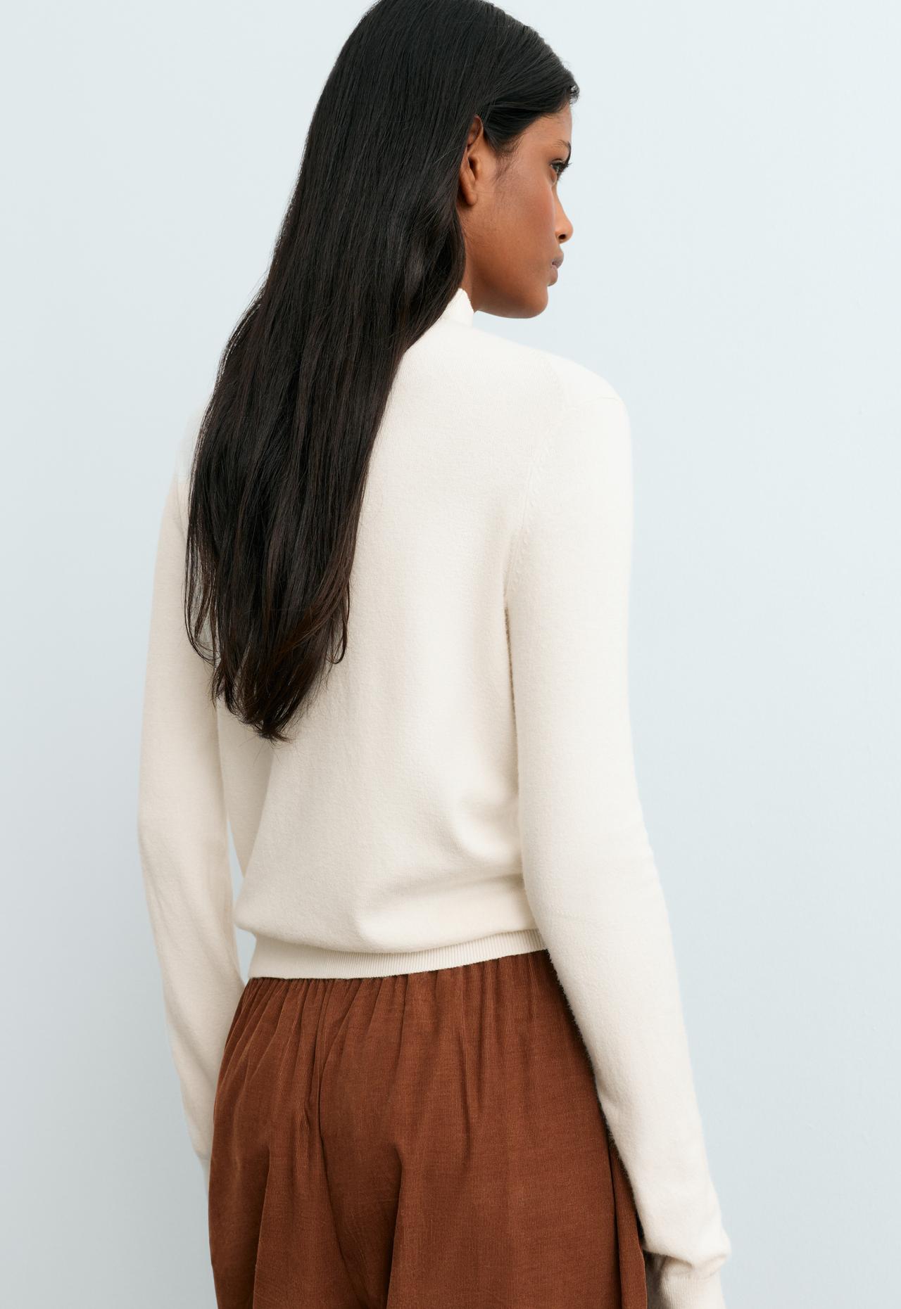 Fine knit jumper with Perkins neck — PALE ECRU