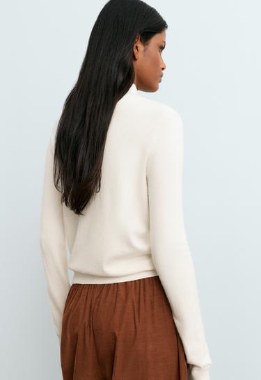 Fine knit jumper with Perkins neck — PALE ECRU 4
