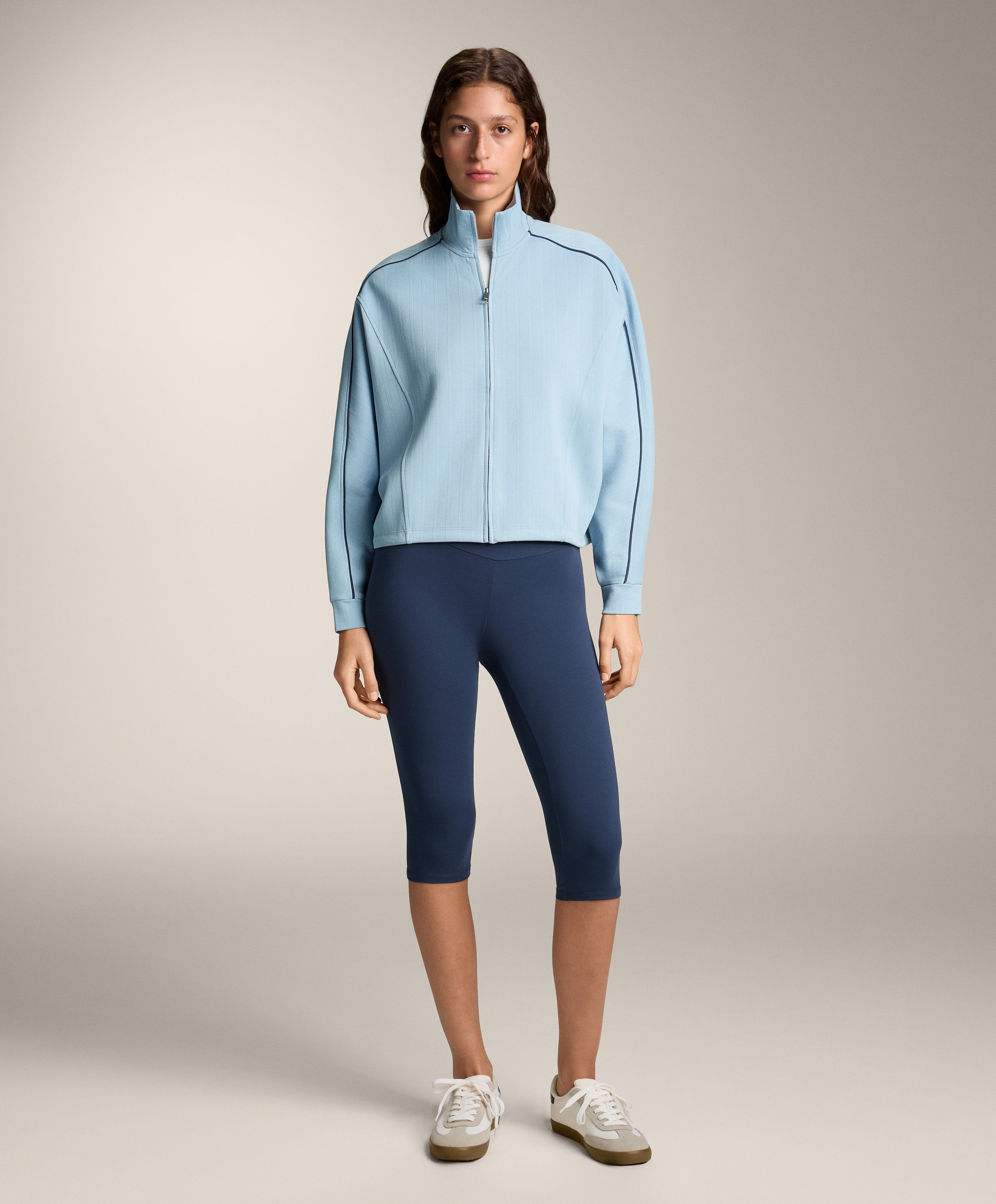 Piqué jacket with side piping and cotton — SKY BLUE