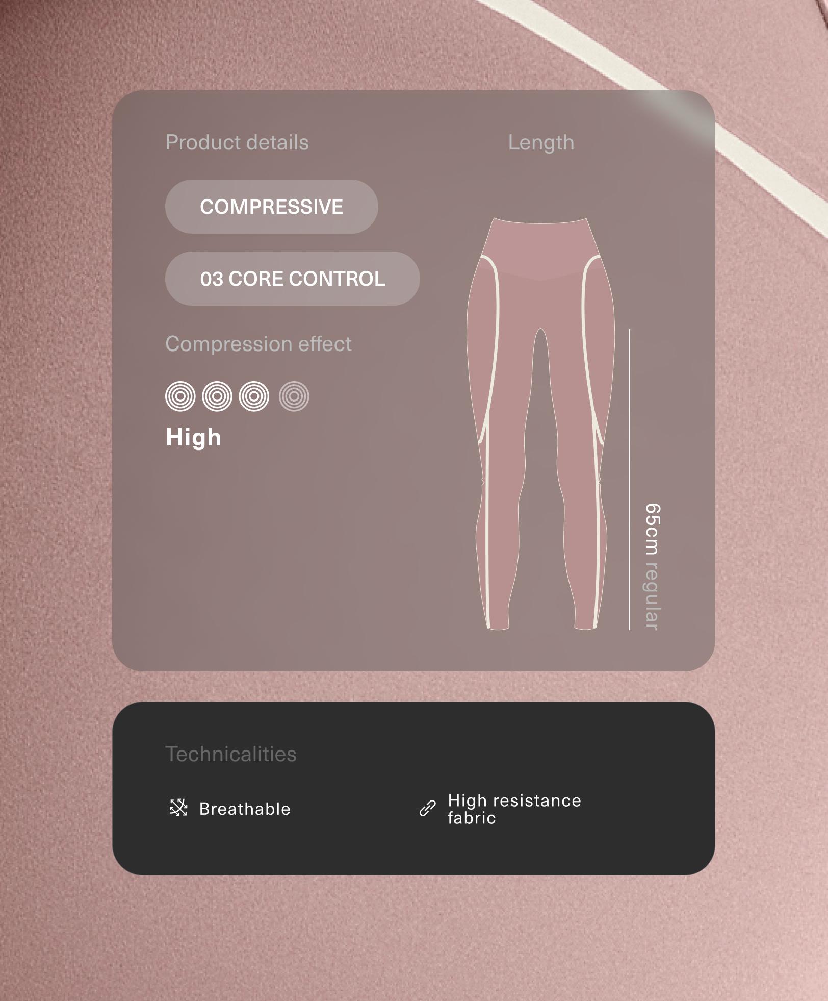 High-rise compressive core-control ankle-length leggings with contrast details