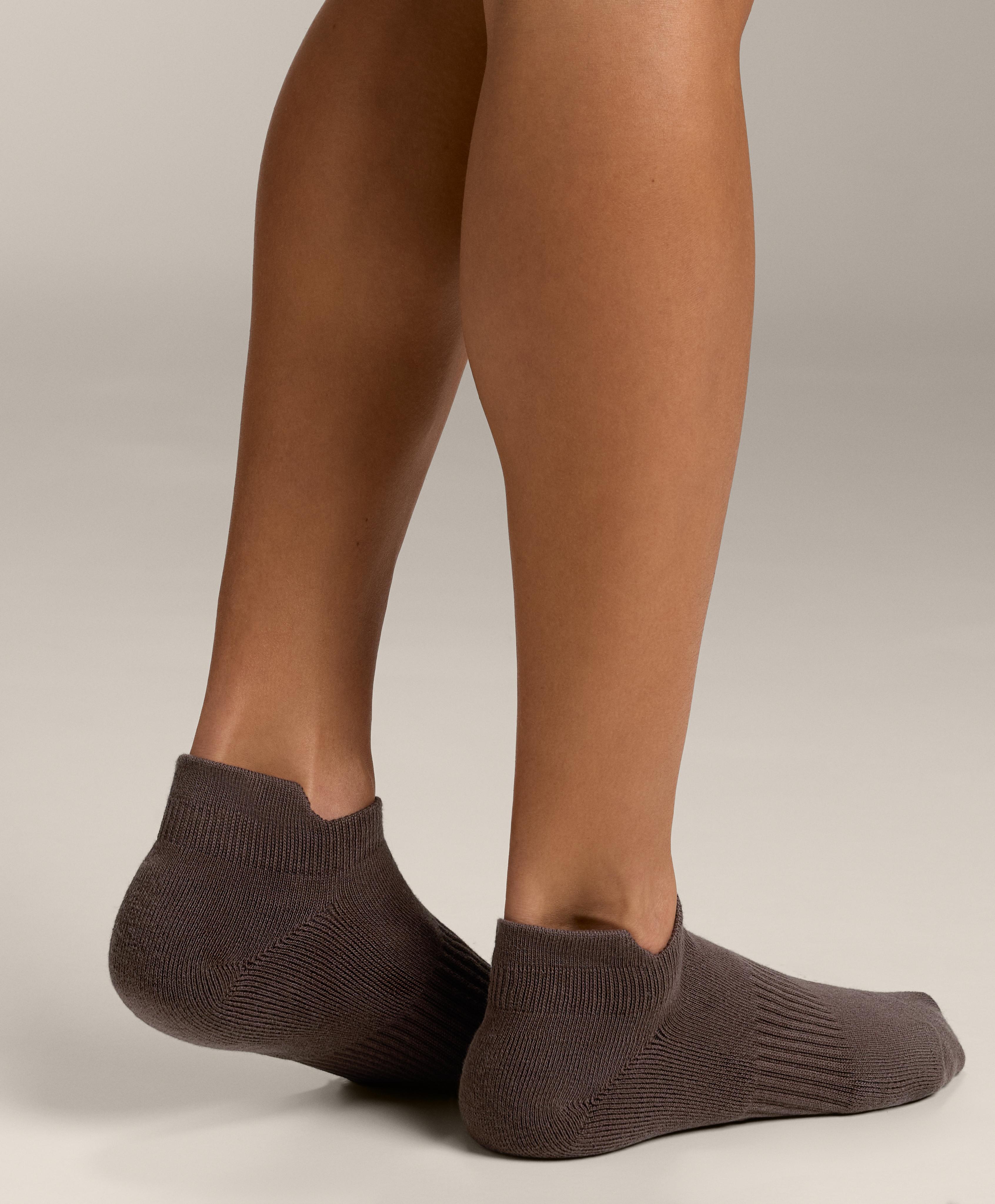 3 pairs of cotton blend sports sneaker socks with heel tab — TAN MELANGE