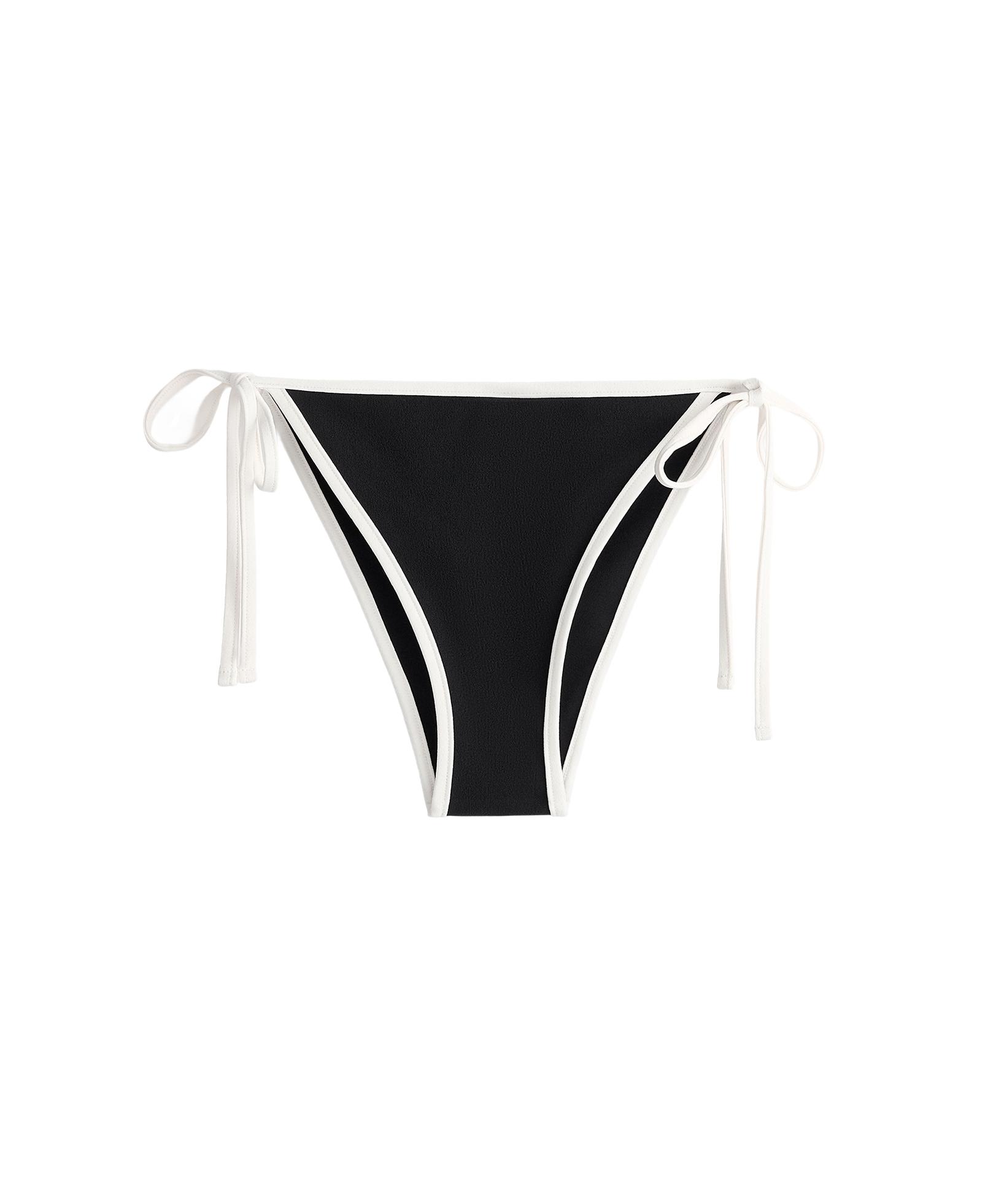 Contrast trim medium-coverage tie bikini briefs — BLACK
