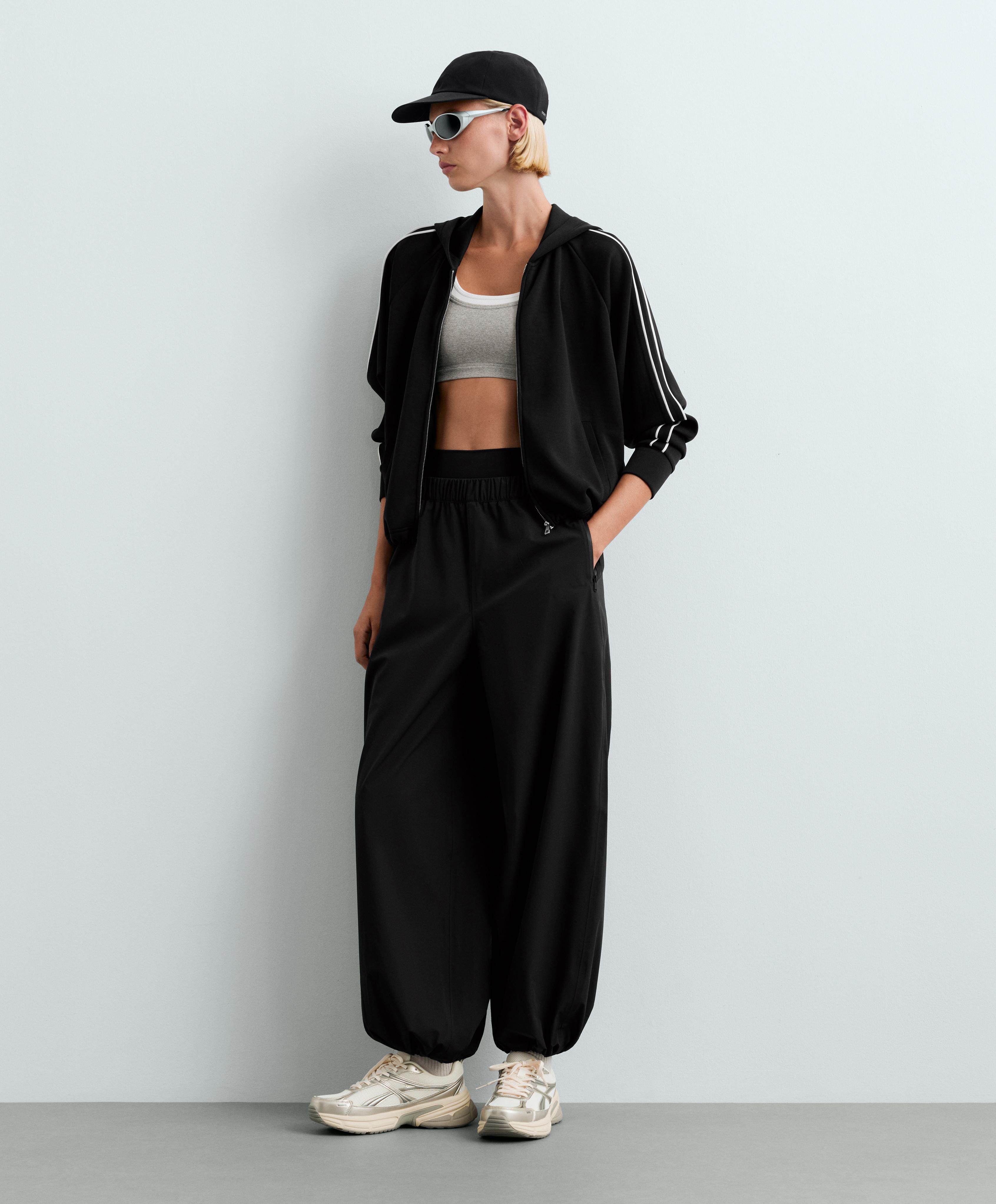 Hooded jacket with modal — BLACK