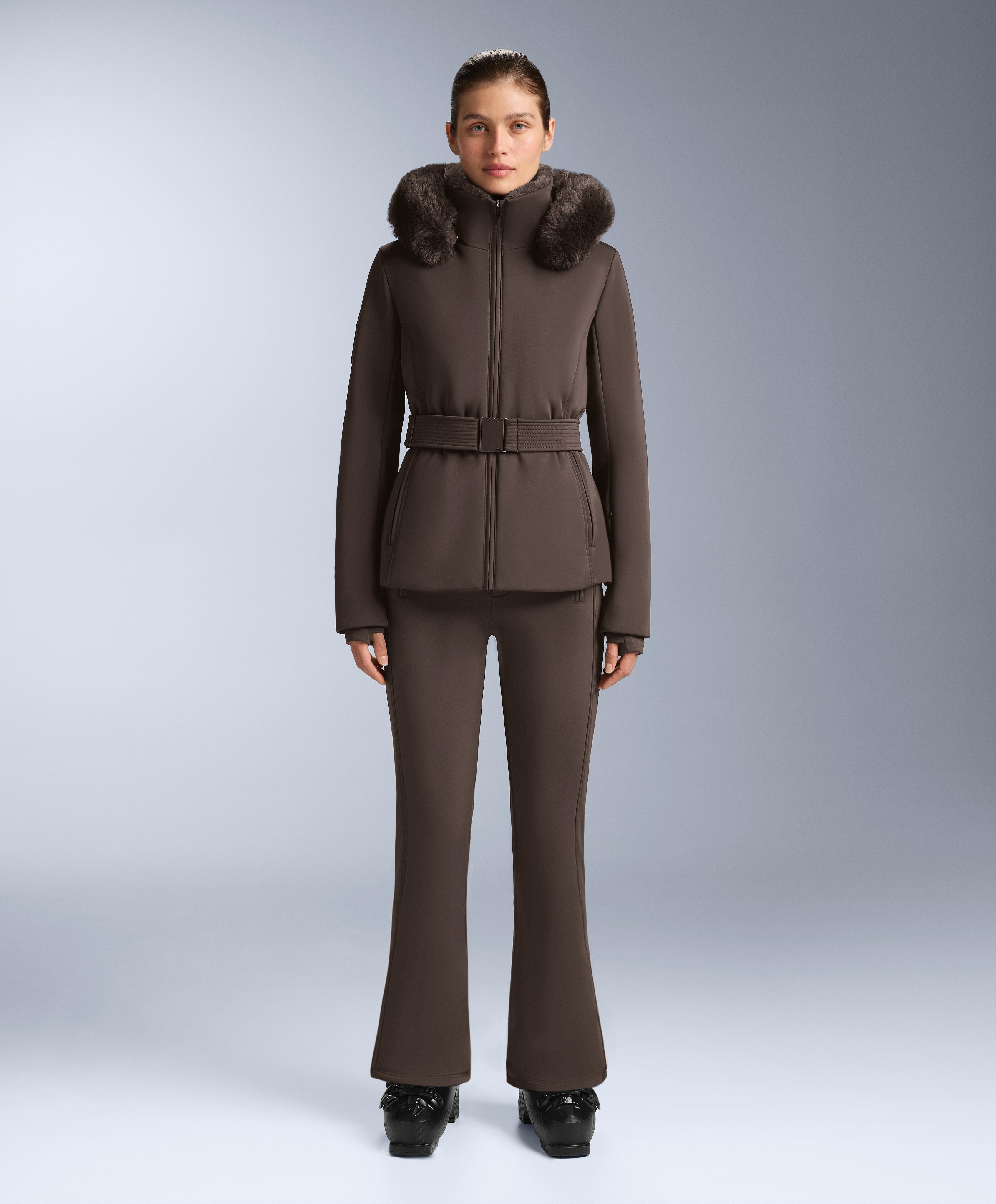 Primaloft® SKI water-resistant super-slim fit jacket — DARK BROWN