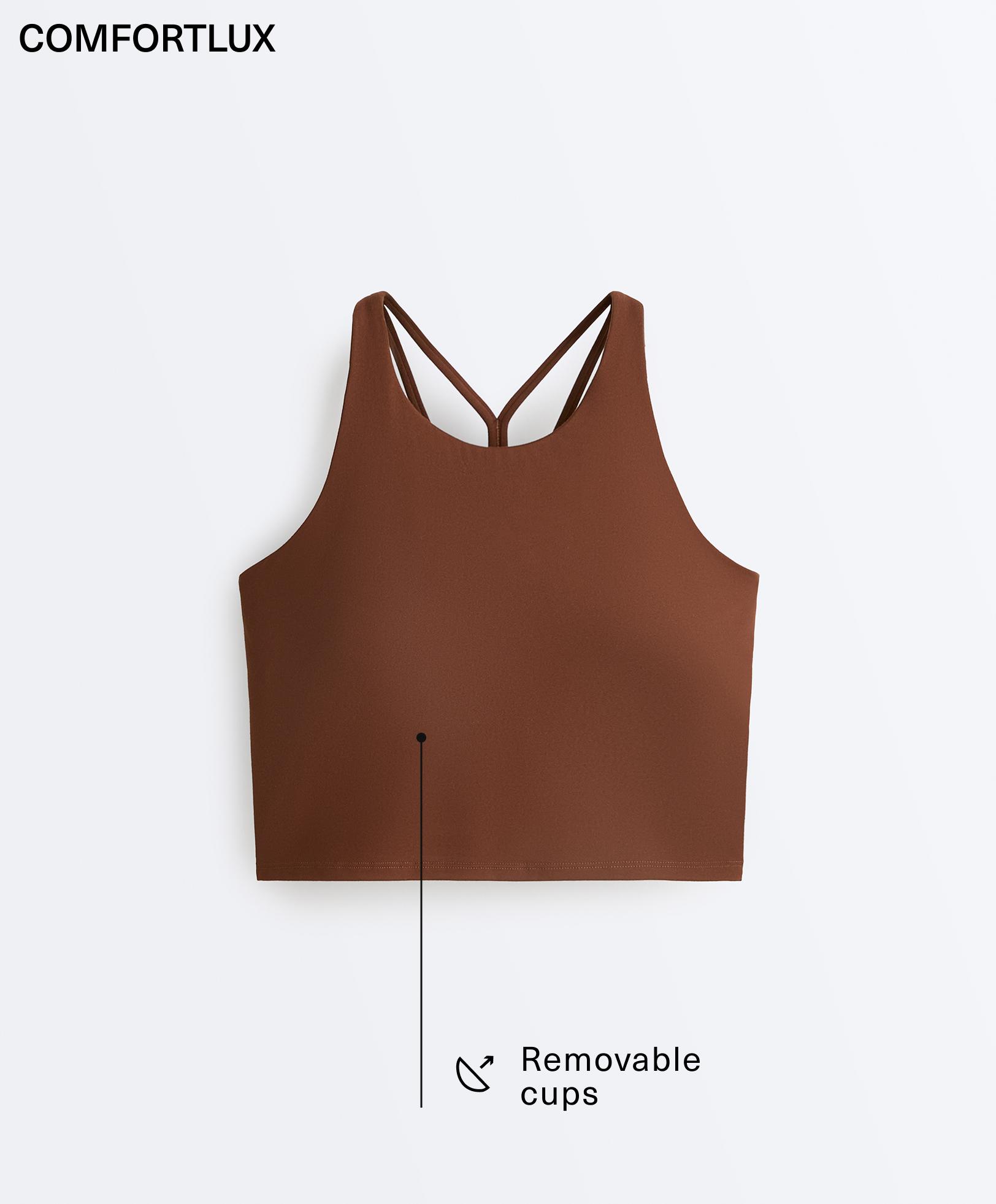 Comfortlux strappy tank top with cups — COFFEE