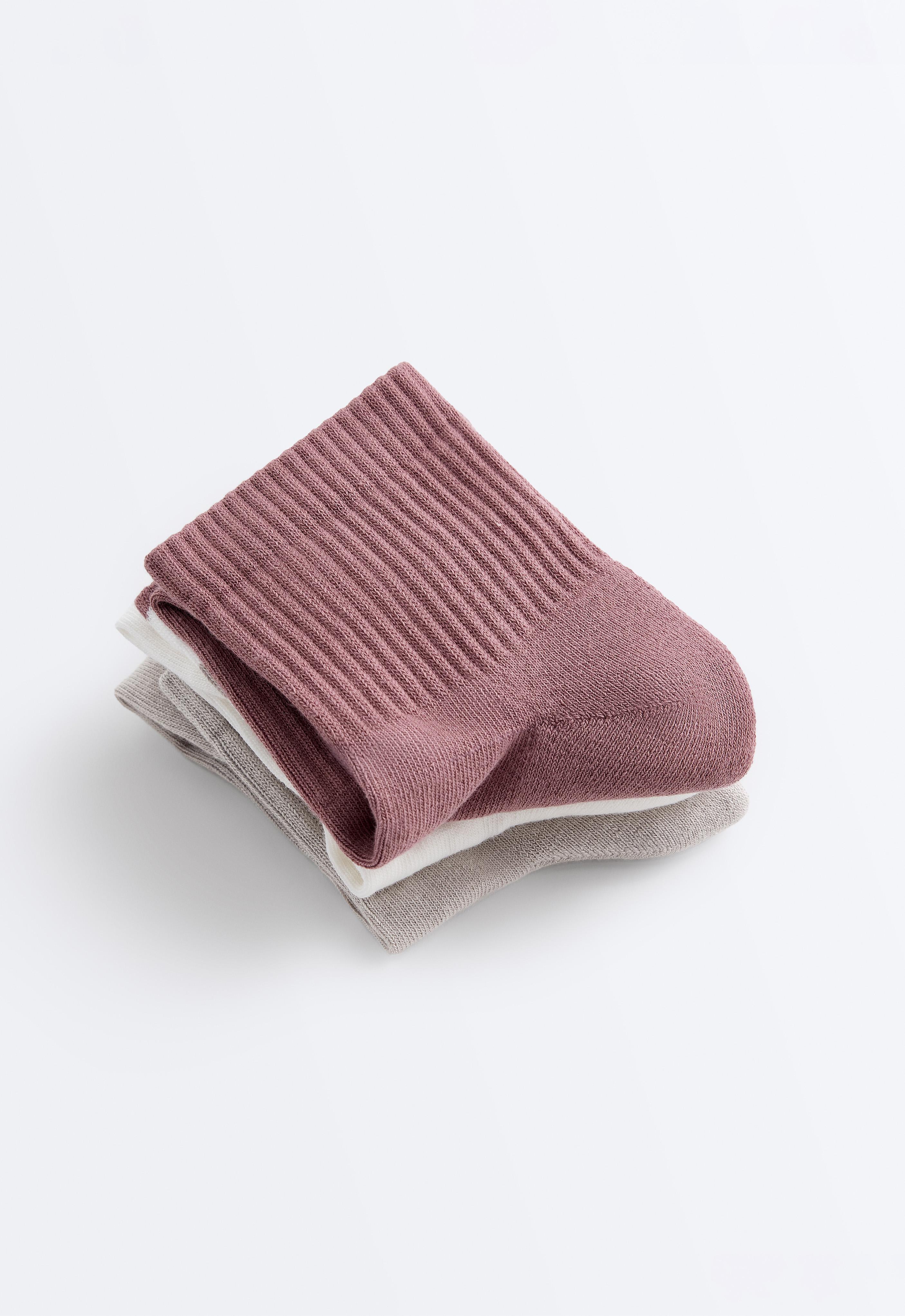 3-pack cotton socks — PALE MINK