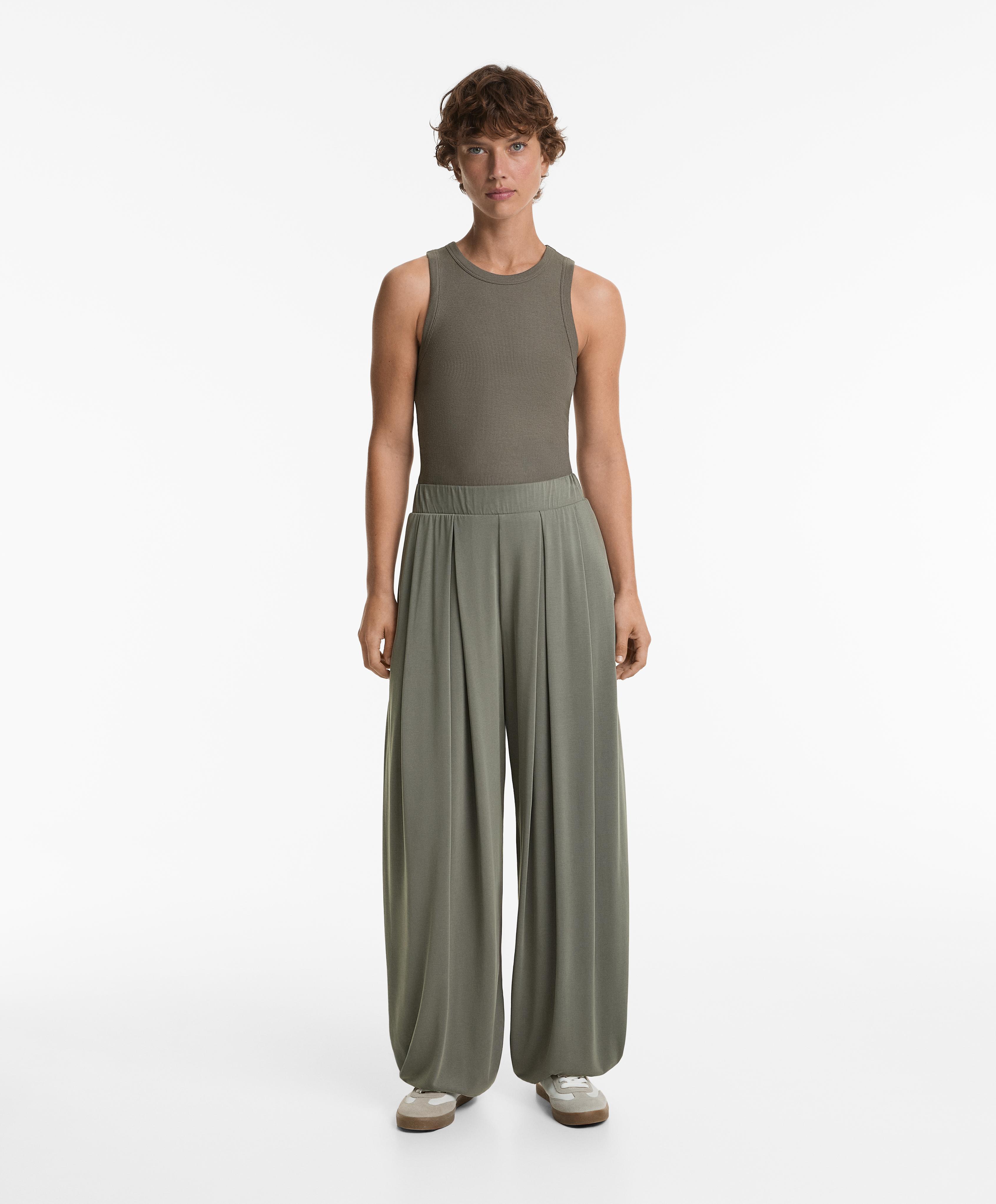 Pantalon bouffant fluide en mélange de modal - Soldes Pantalon bouffant fluide en mélange de modal - Soldes