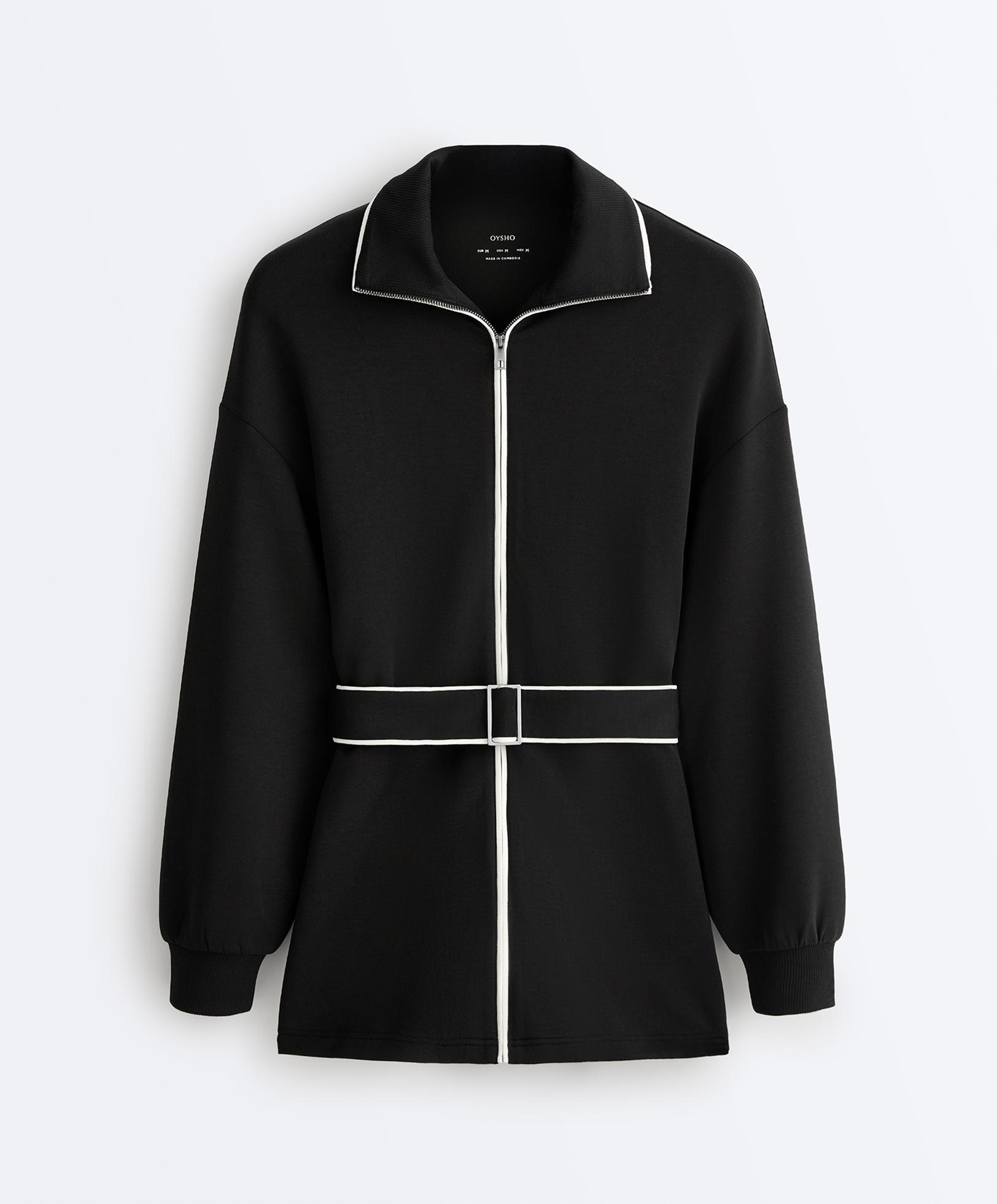 Long piping jacket with soft-touch modal | OYSHO Türkiye