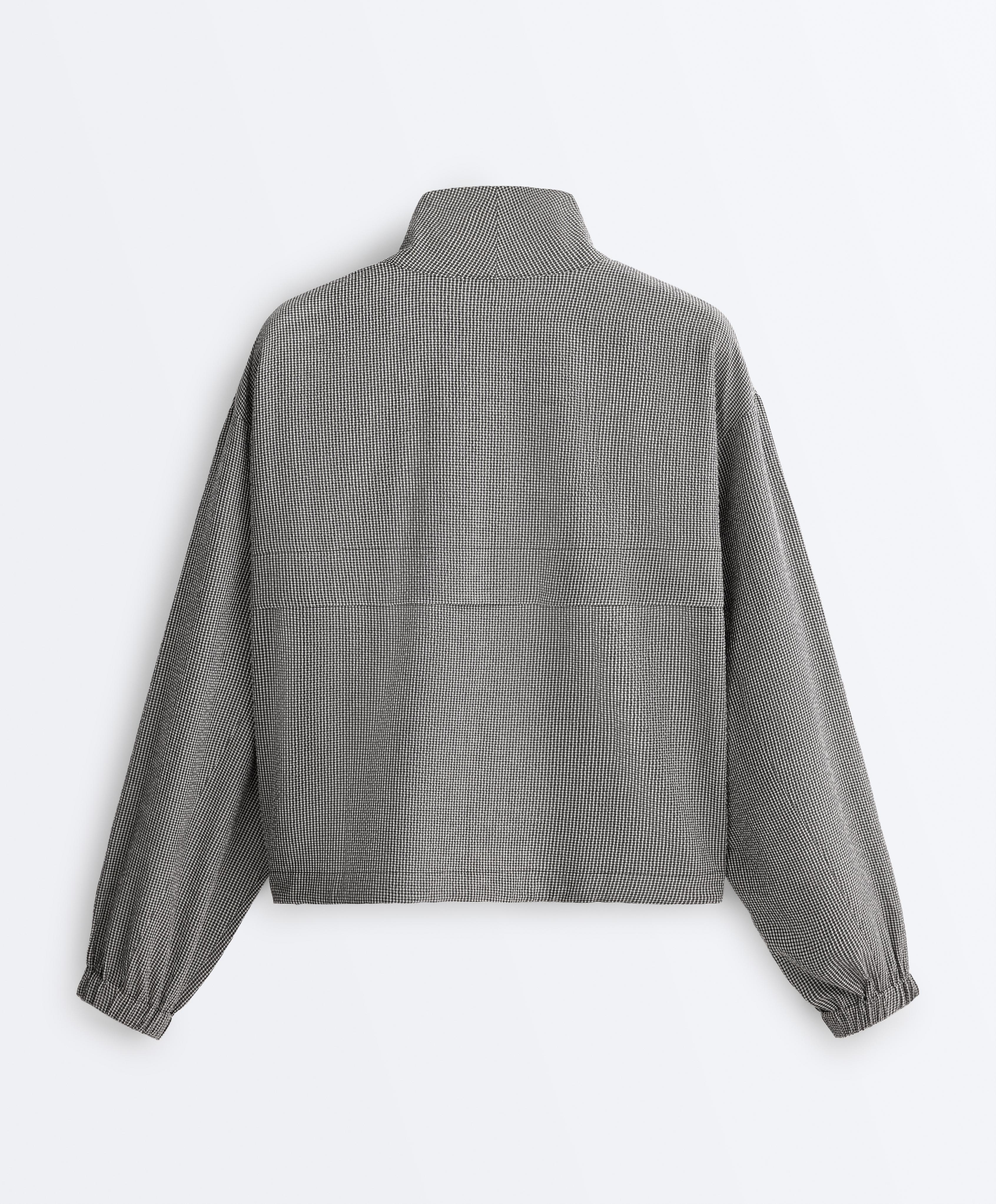 Lyocell blend gingham bomber jacket — DUSTY BLACK