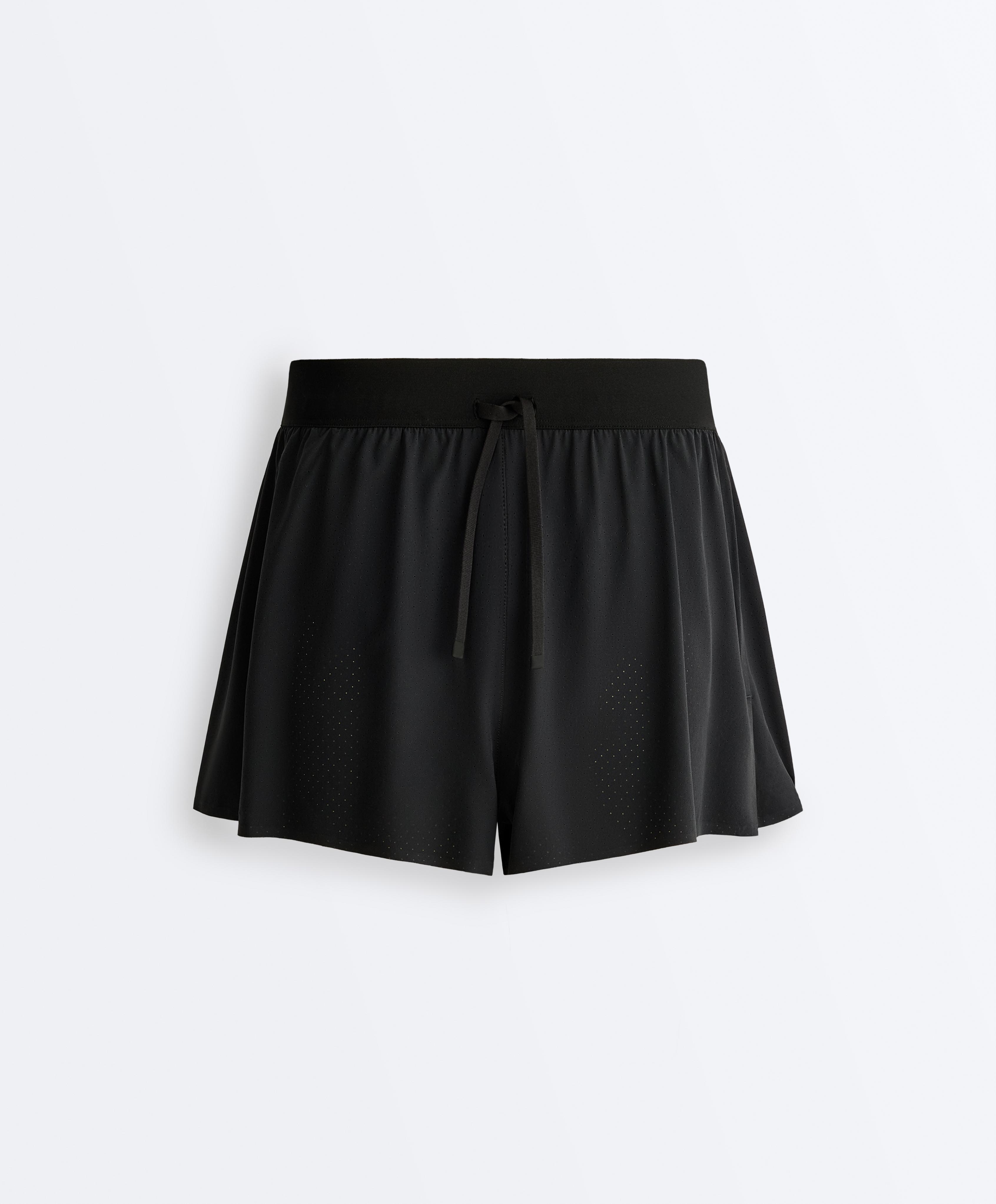Mid-rise 7cm technical shorts — BLACK